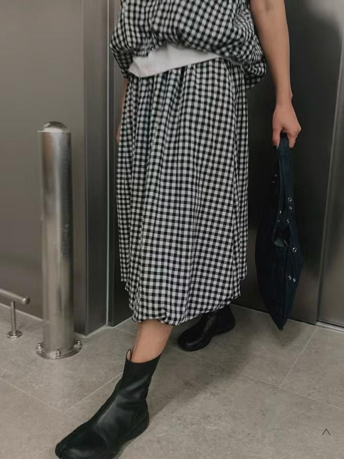 ELIORA CHECKERED BUBBLE SKIRT