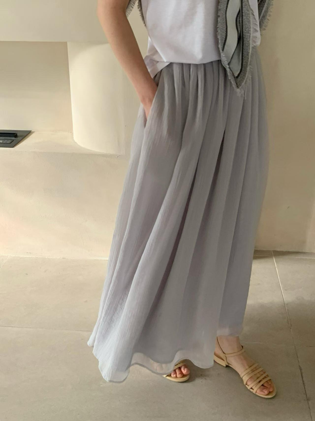 EMERALD FLOWY GAUZE SKIRT