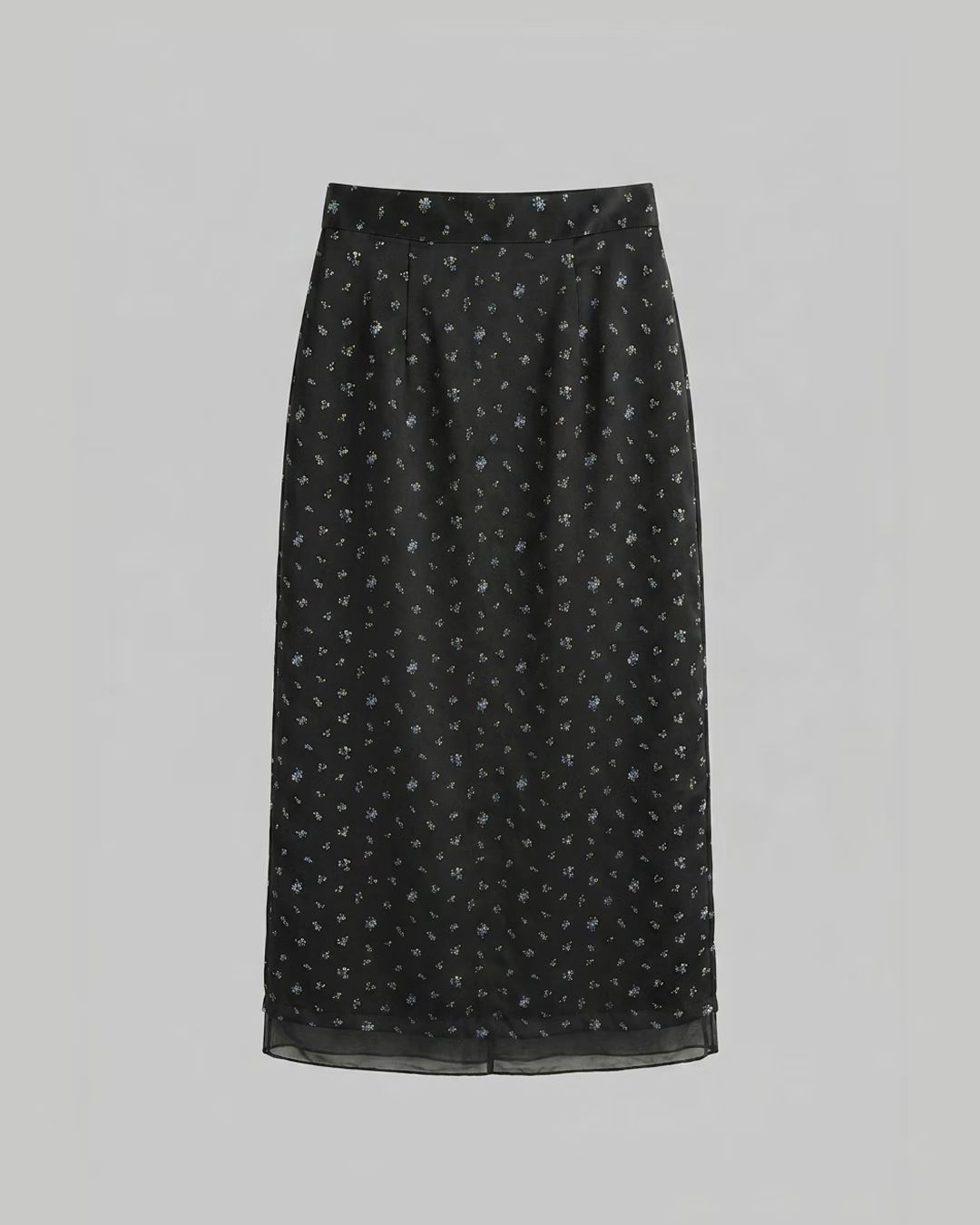 ESSENCE BACK BANDING SATIN FLORAL SKIRT
