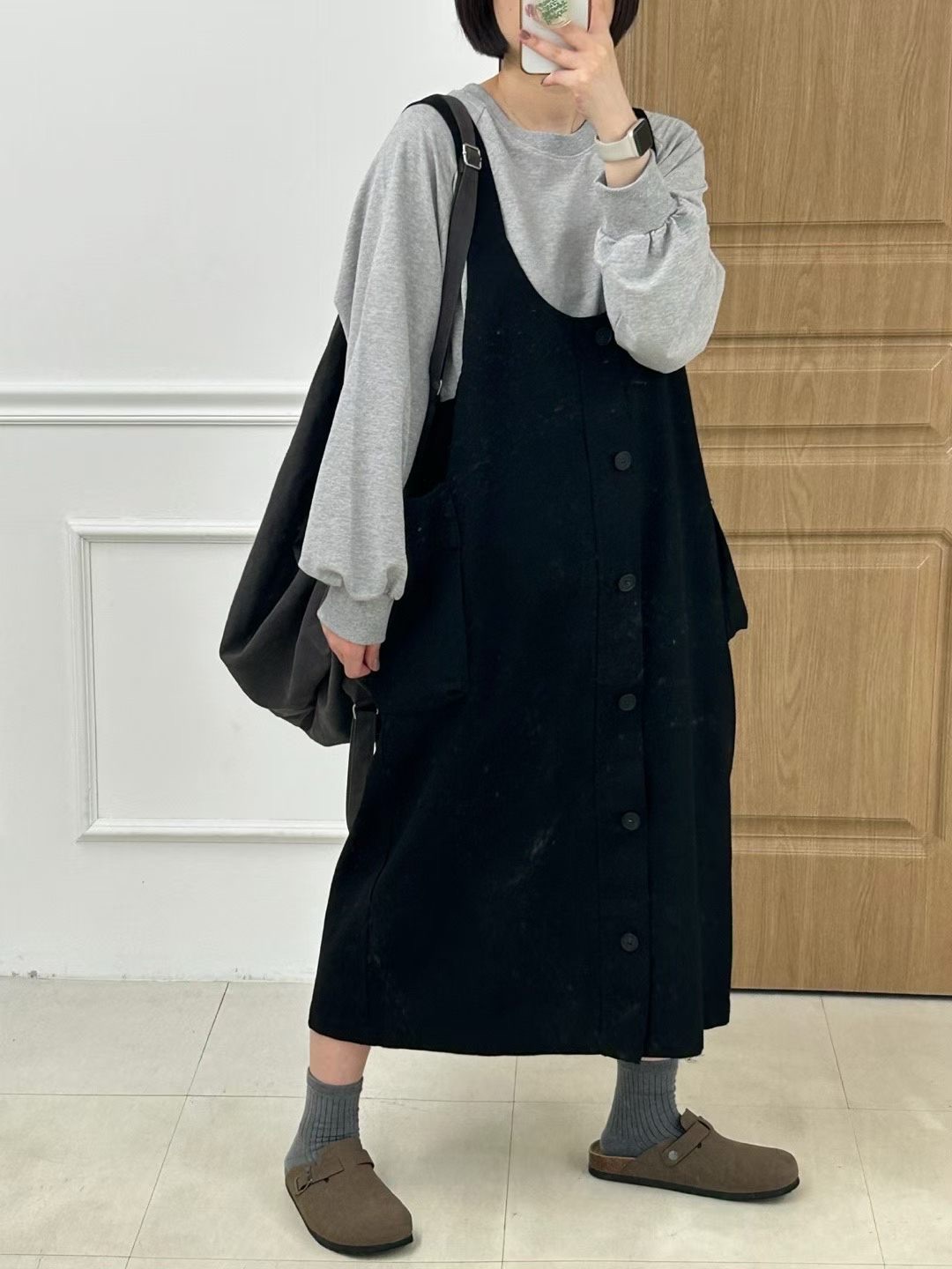KL11 / UTILITY BUTTON-DOWN PINAFORE DRESS