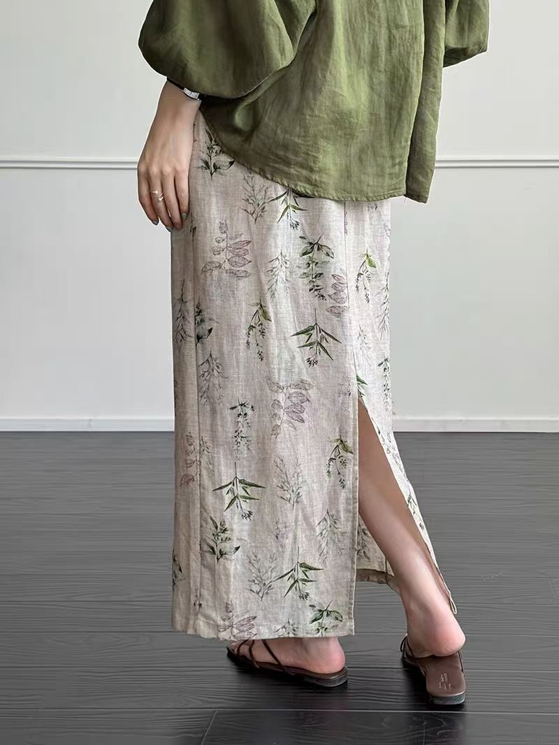 FATHIA PLANT PRINT SKIRT