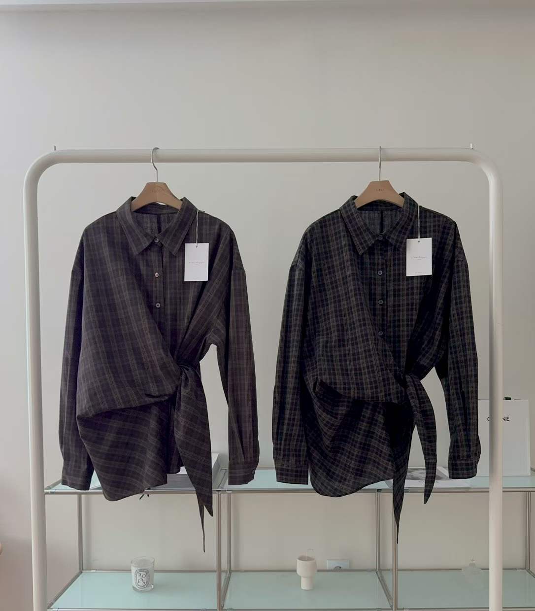 DIVINA SIDE KNOT CHECKERED SHIRT