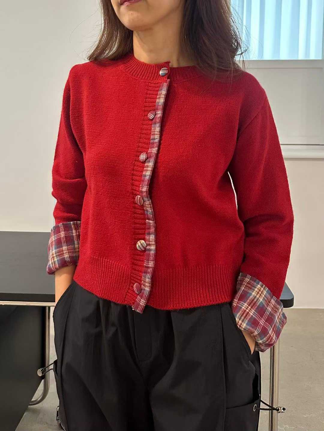 DIXIE PLAID TRIMMING CARDI-TOP