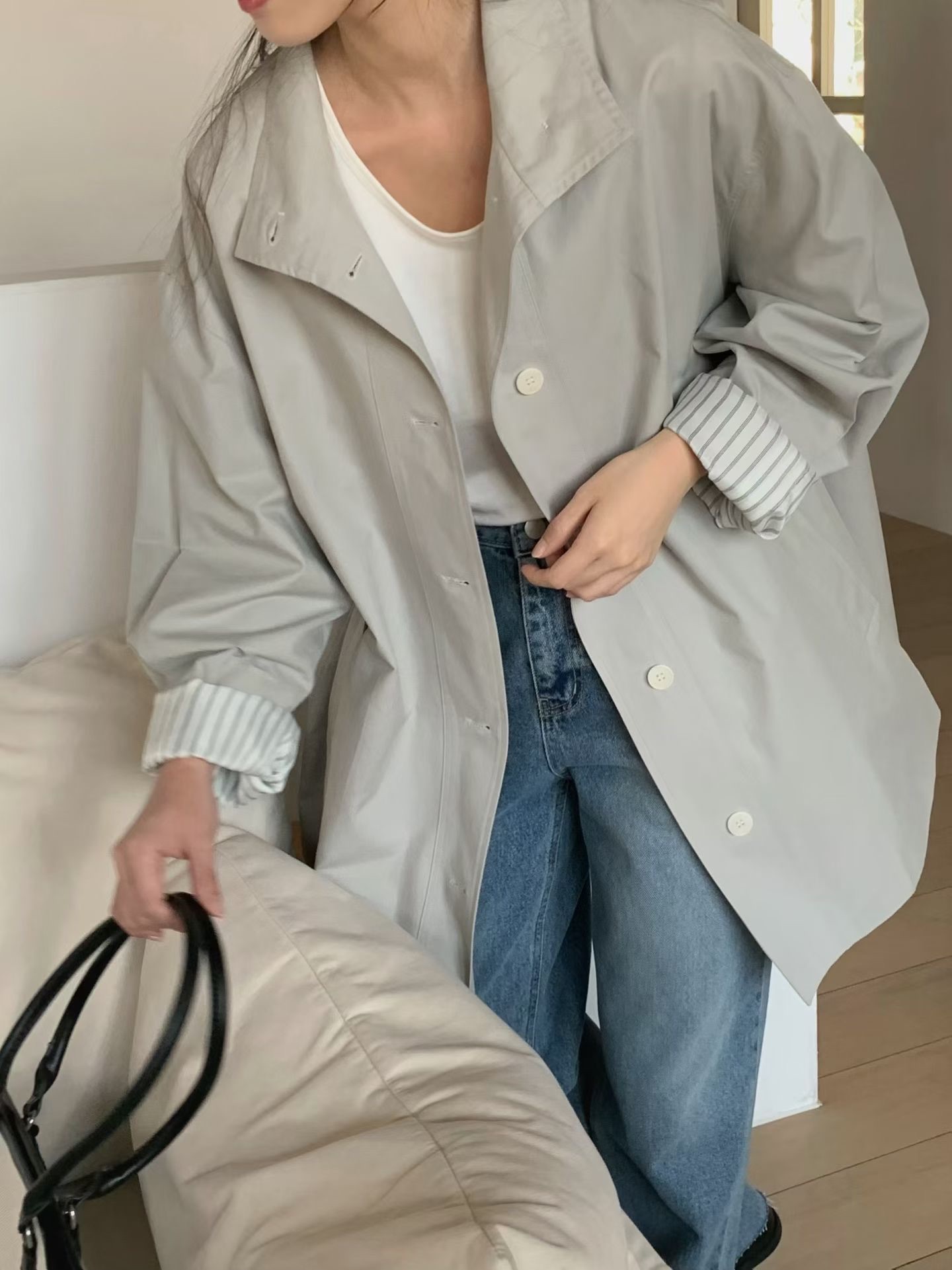 JU17 / CONTRAST CUFF FOLD-UP LIGHT JACKET