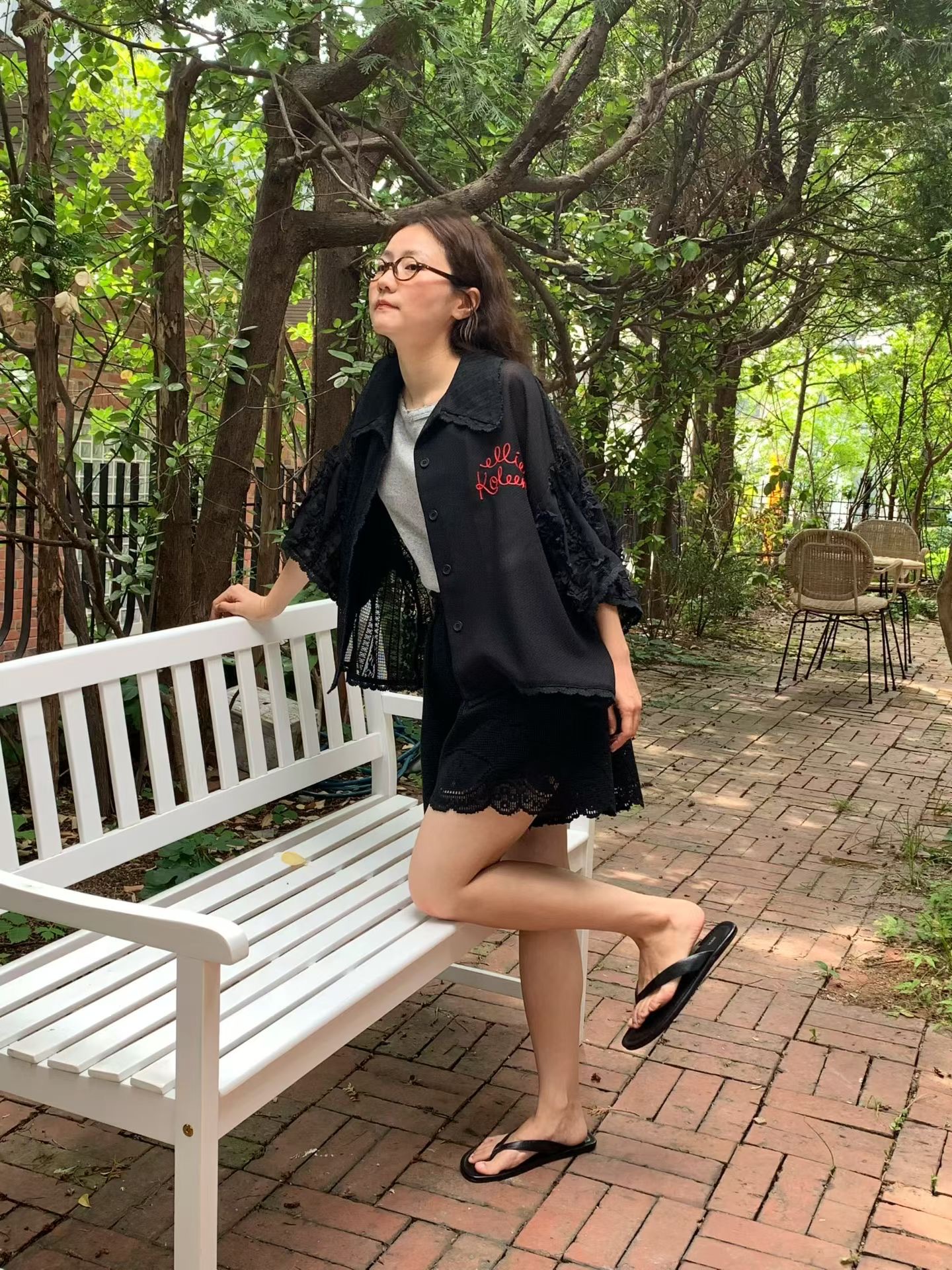 RT22 / "ELLIE KOLEEN" LACE EMBROIDERED SHIRT