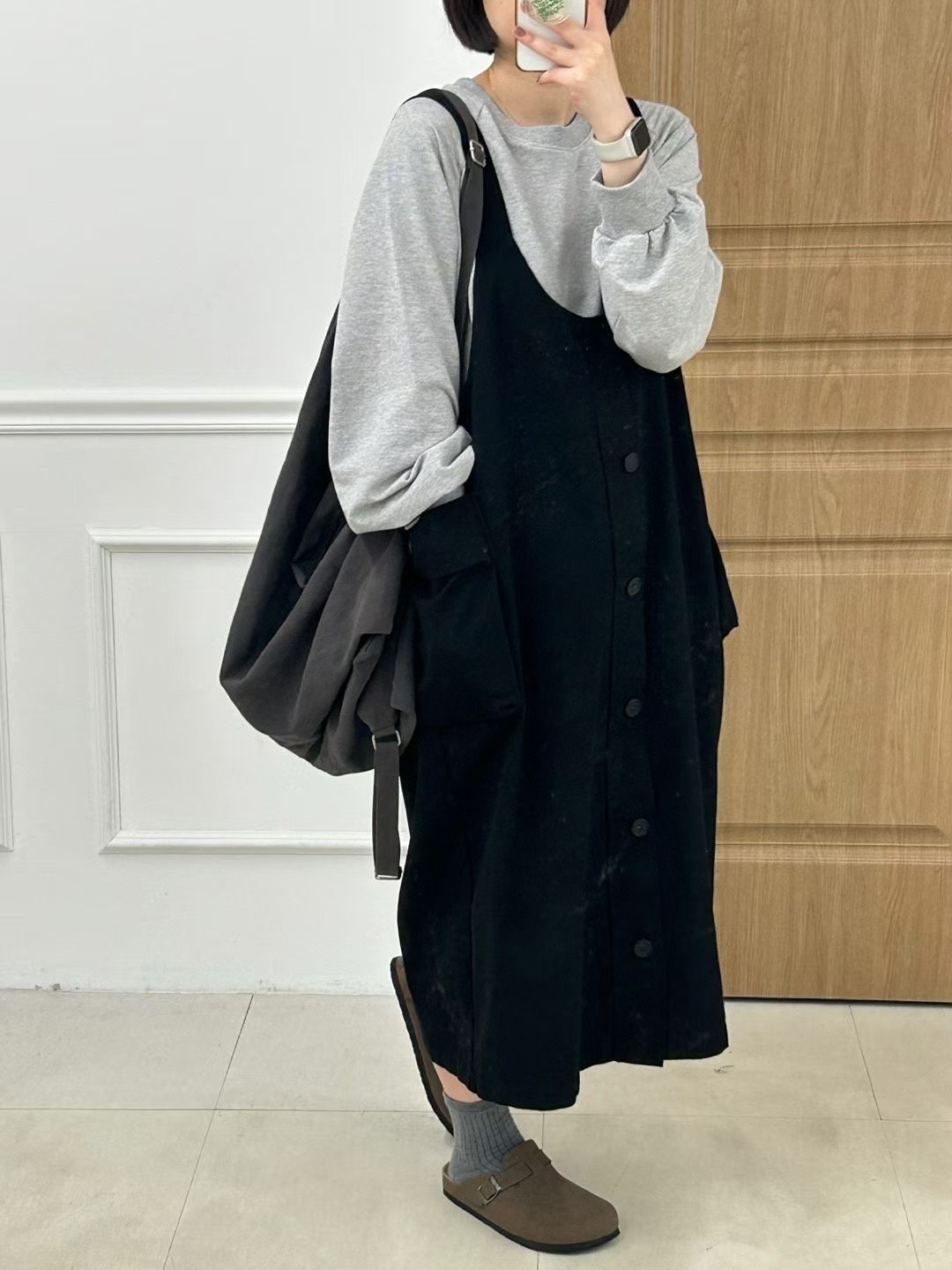KL11 / UTILITY BUTTON-DOWN PINAFORE DRESS