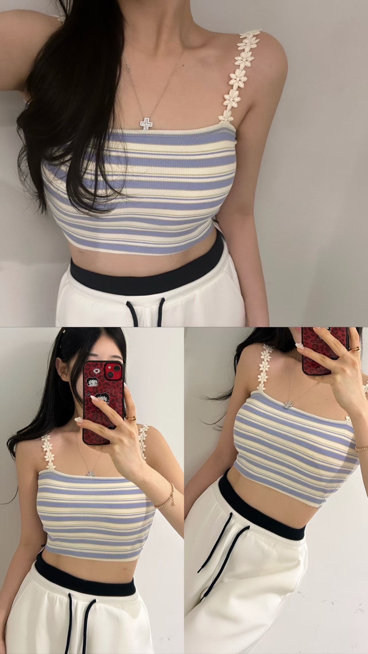 DOMINGA FLOWER APPLIQUE STRAPS BRALETTE