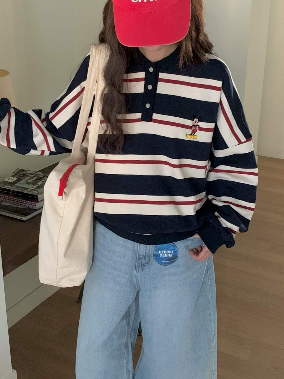 DRU MICKEY STRIPE POLO TOP