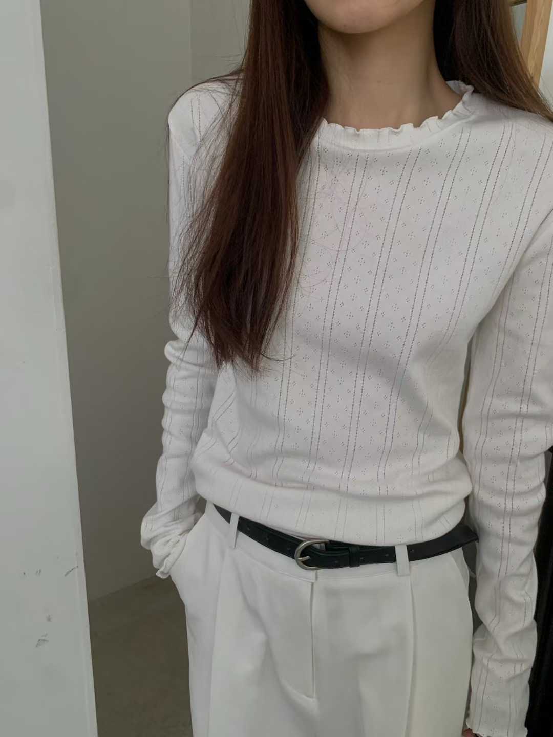 EVANGELINE EYELET LONG SLEEVES PULLOVER