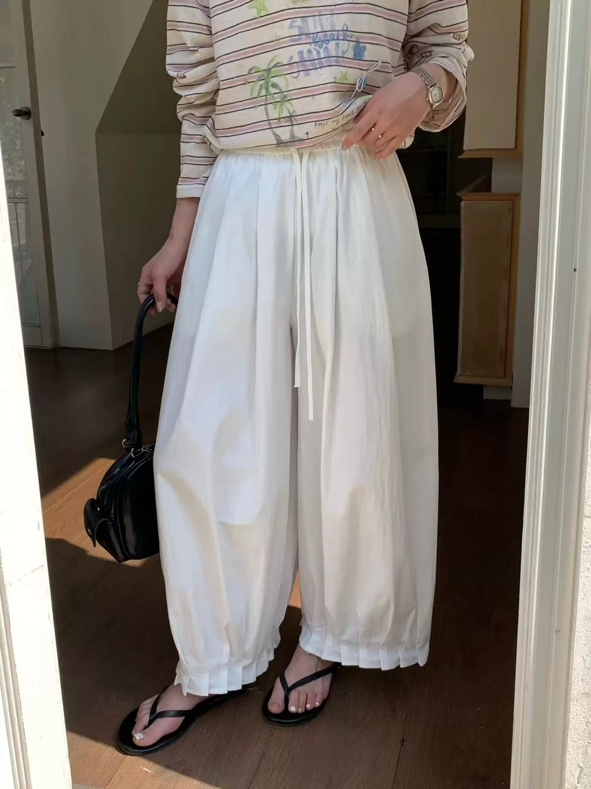ELISHA PLEATED HEM ELASTIC BANDING PANTS