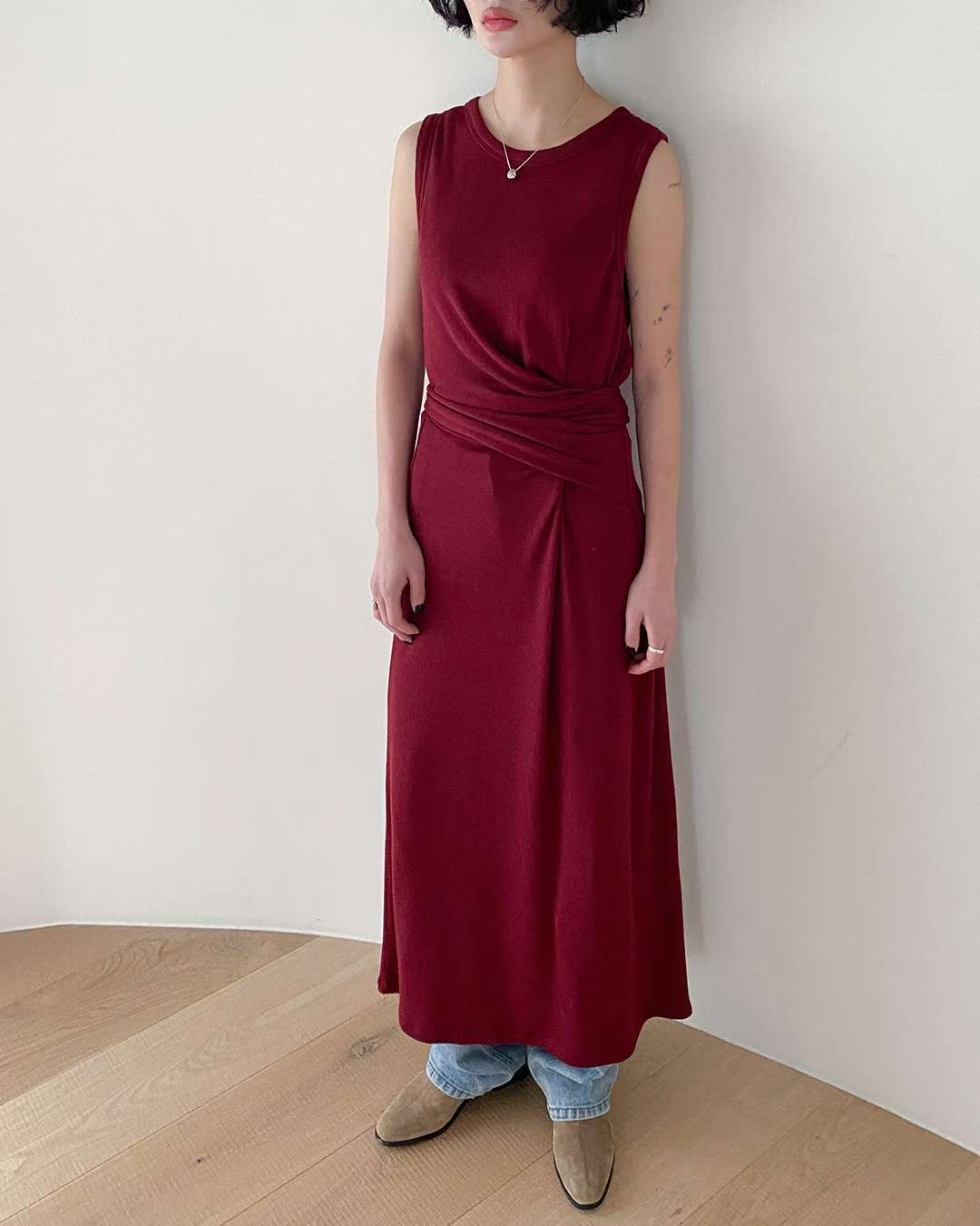 TS15 / TIE-WRAP AROUND SLEEVELESS DRESS