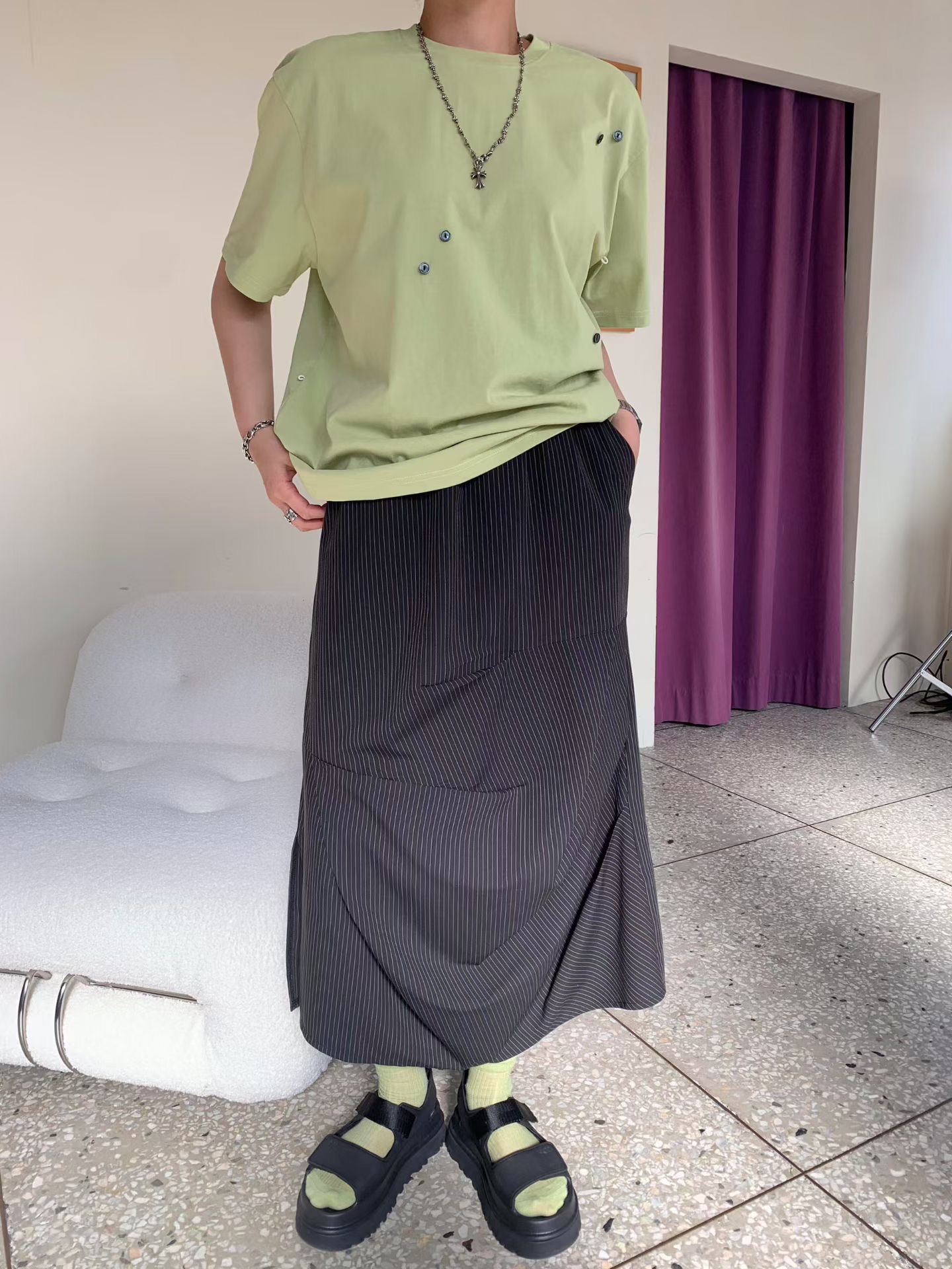 KL13 / BANDED WAIST DRAPE SKIRT