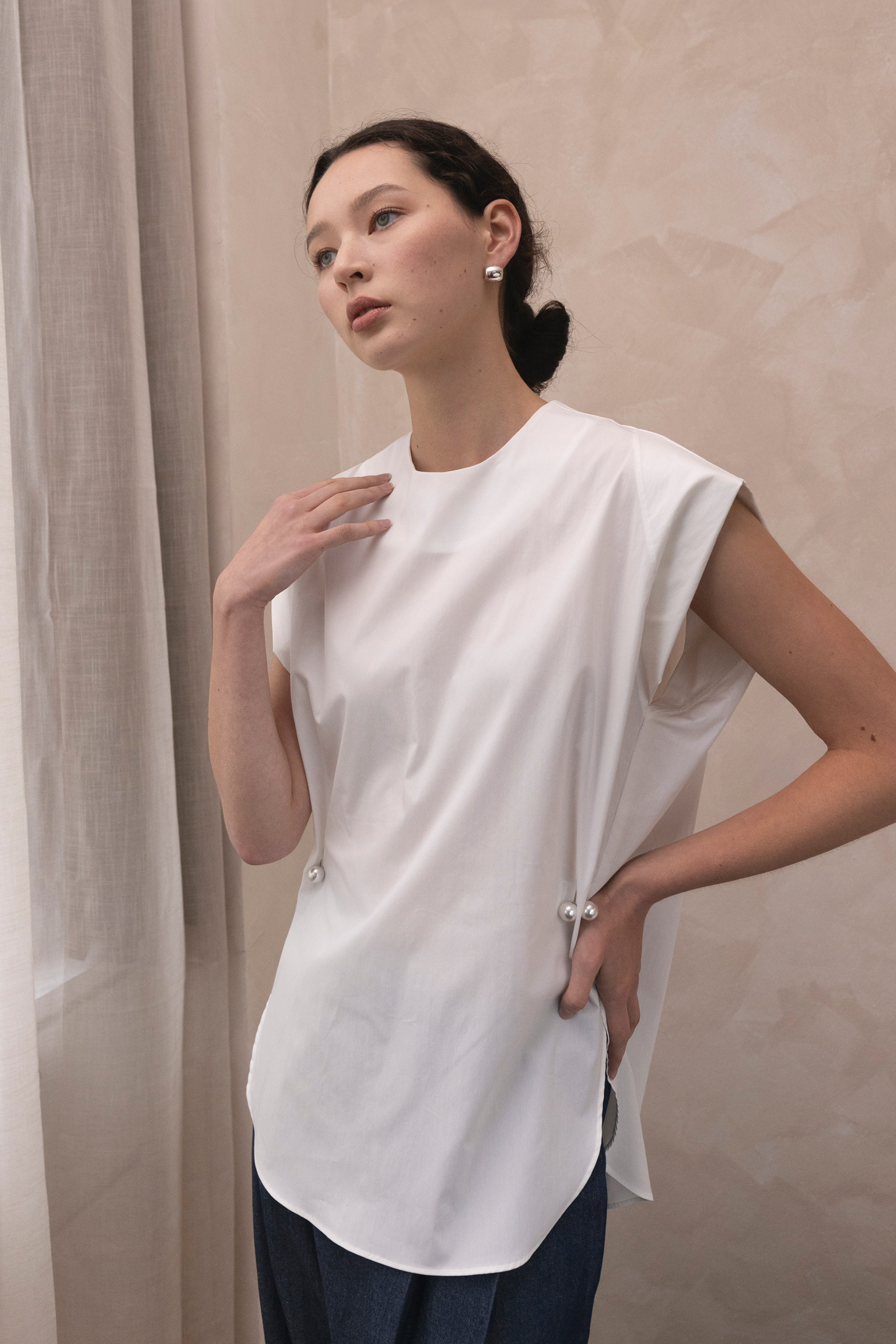 AL05/ FAUX PEARL CONNECTOR ANGULAR TOP