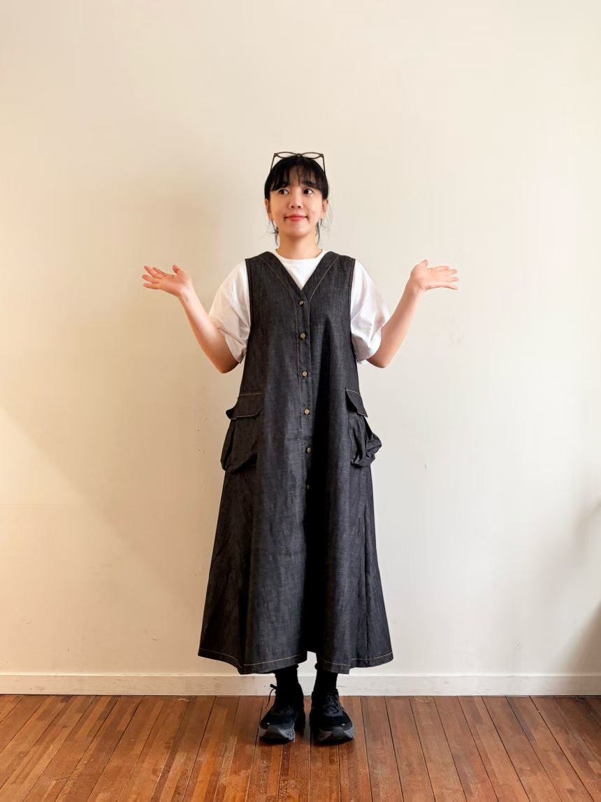 ESTER EMPHASIZED POCKETS PINAFORE DRESS