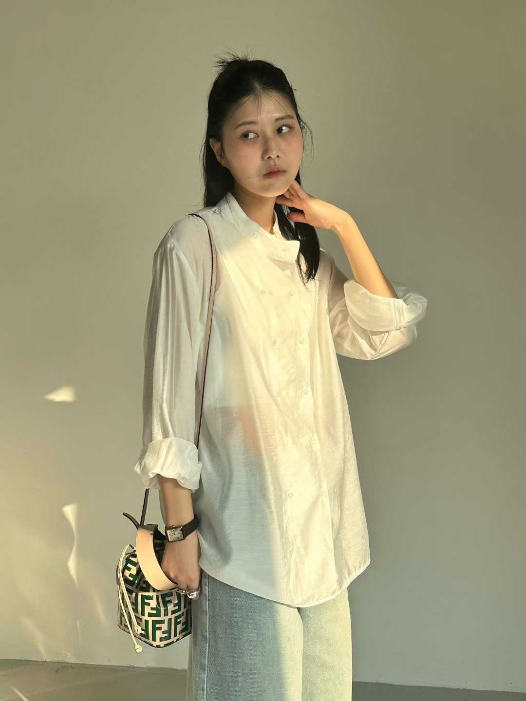 ESTHER DOUBLE BREASTED MANDARIN SHIRT