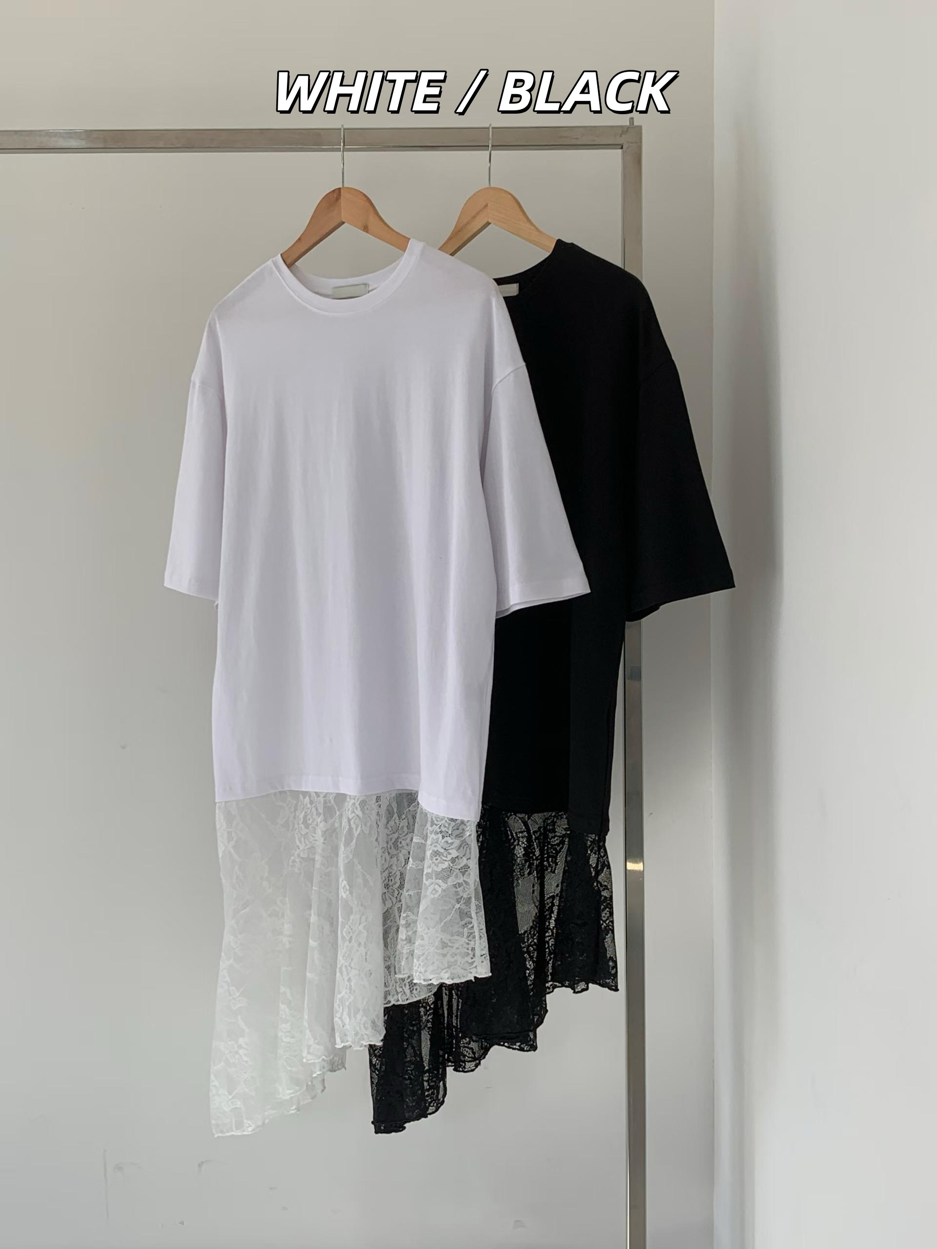 EMMY LACE HEM OVERSIZED TEE
