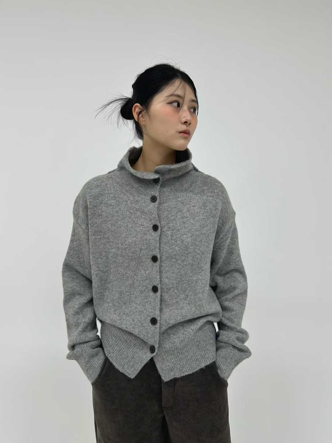 DOVA SLOUCHY HIGH COLLAR CARDIGAN