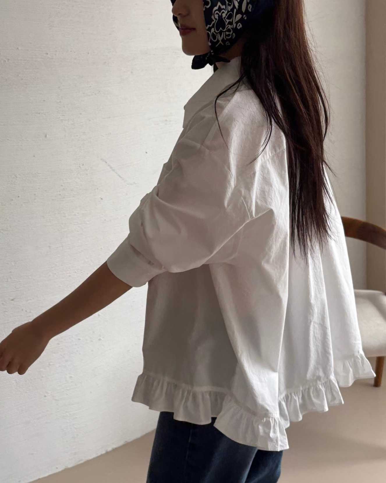 ESME RUFFLE HEM POCKET SHIRT