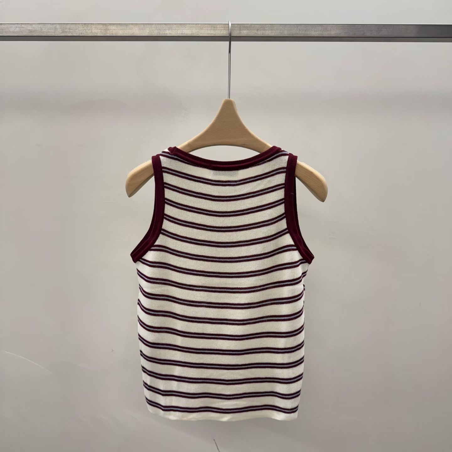 T180426/CONTRAST PIPING RIBBED KNIT TANK TOP