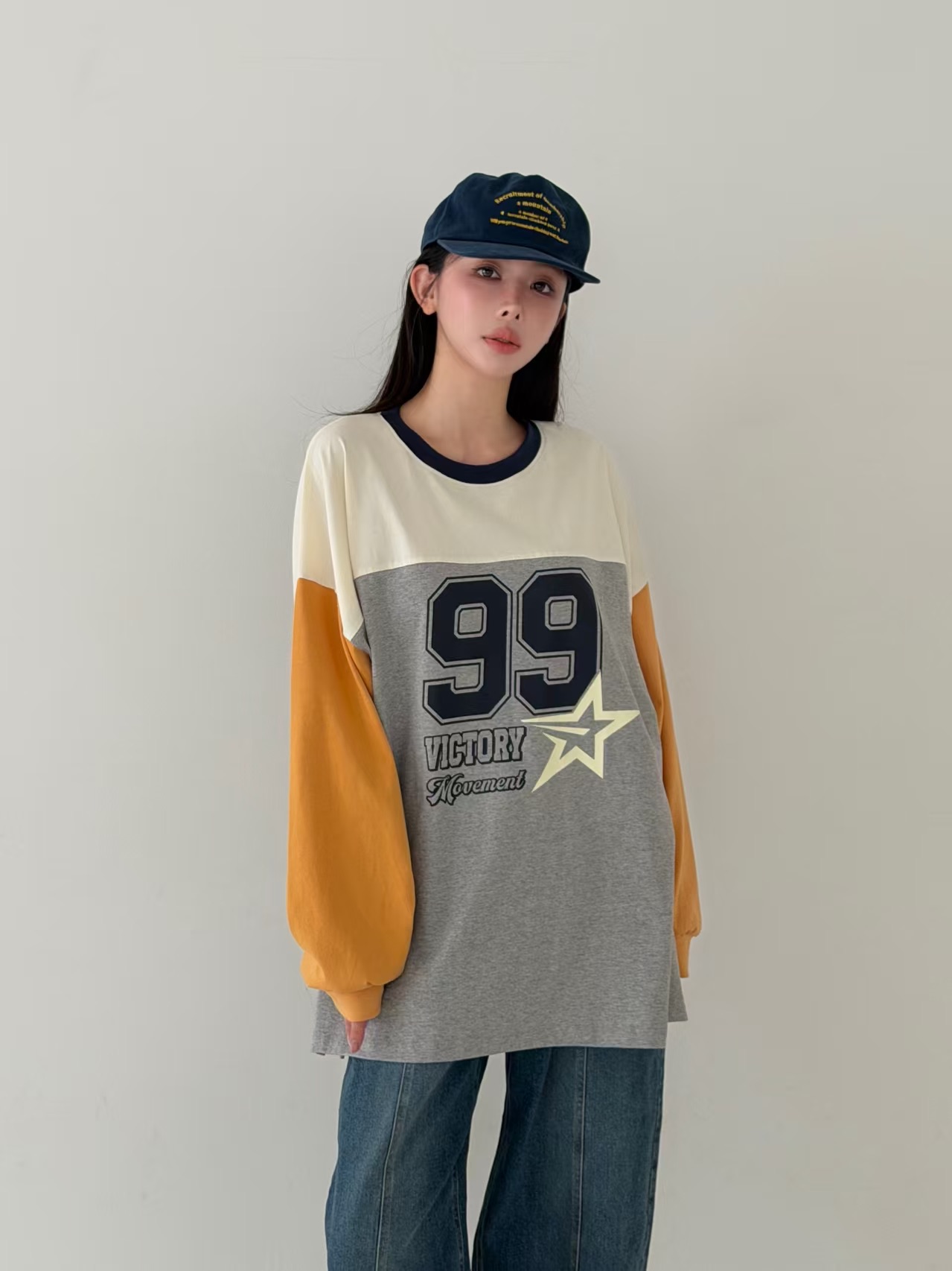 660826 / COLOR BLOCK "99" LONG SLEEVES TOP