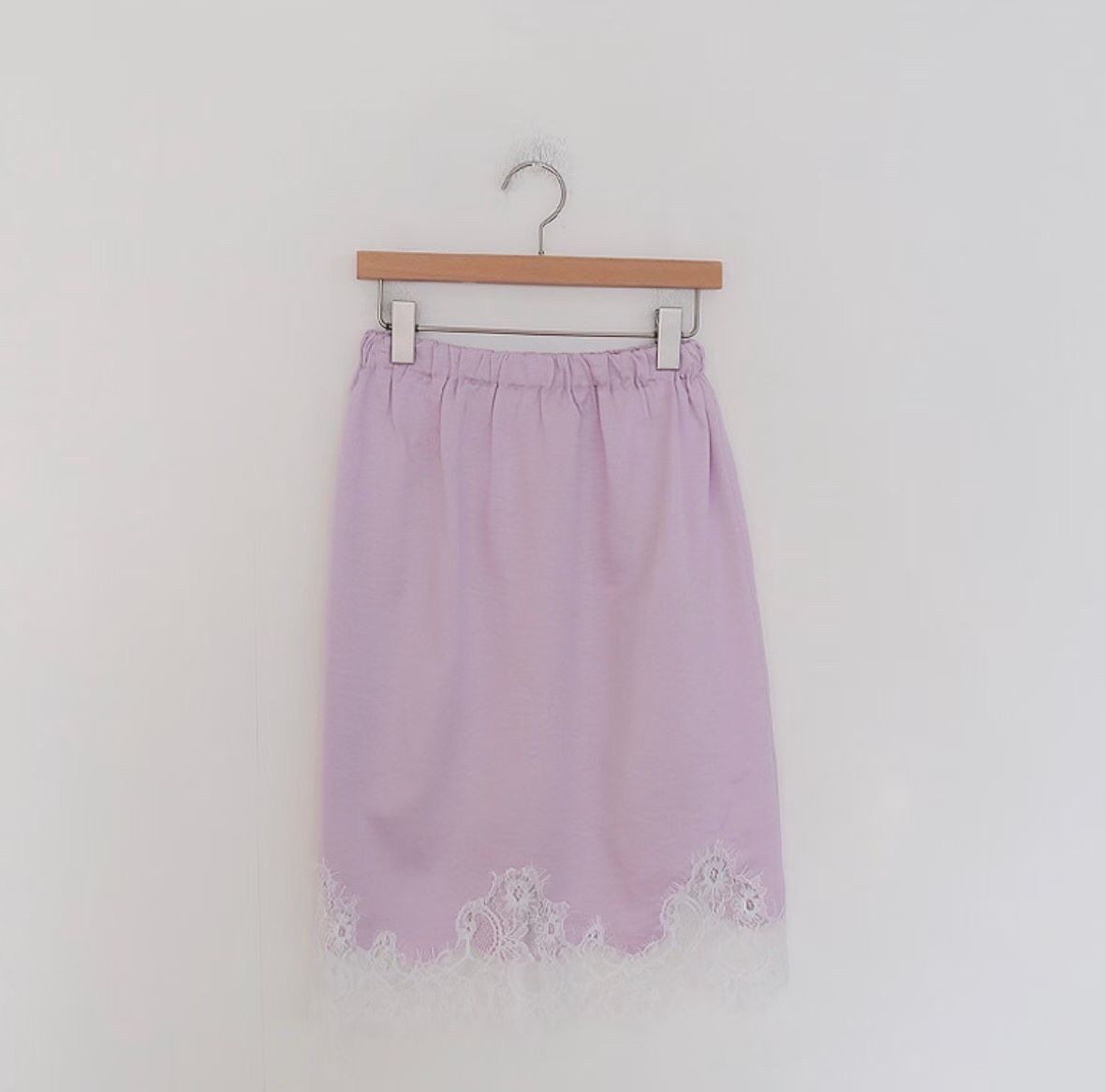 TS14 / ELASTIC BANDING SATIN/LACE MIDI SKIRT
