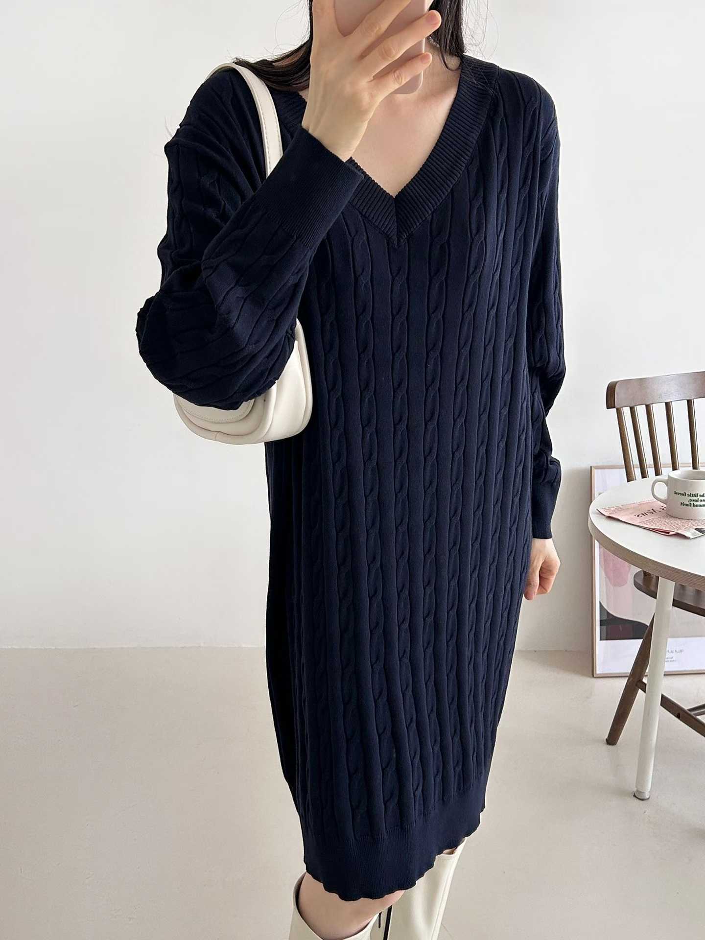ELEANOR CABLE KNIT MIDI SWEATER DRESS
