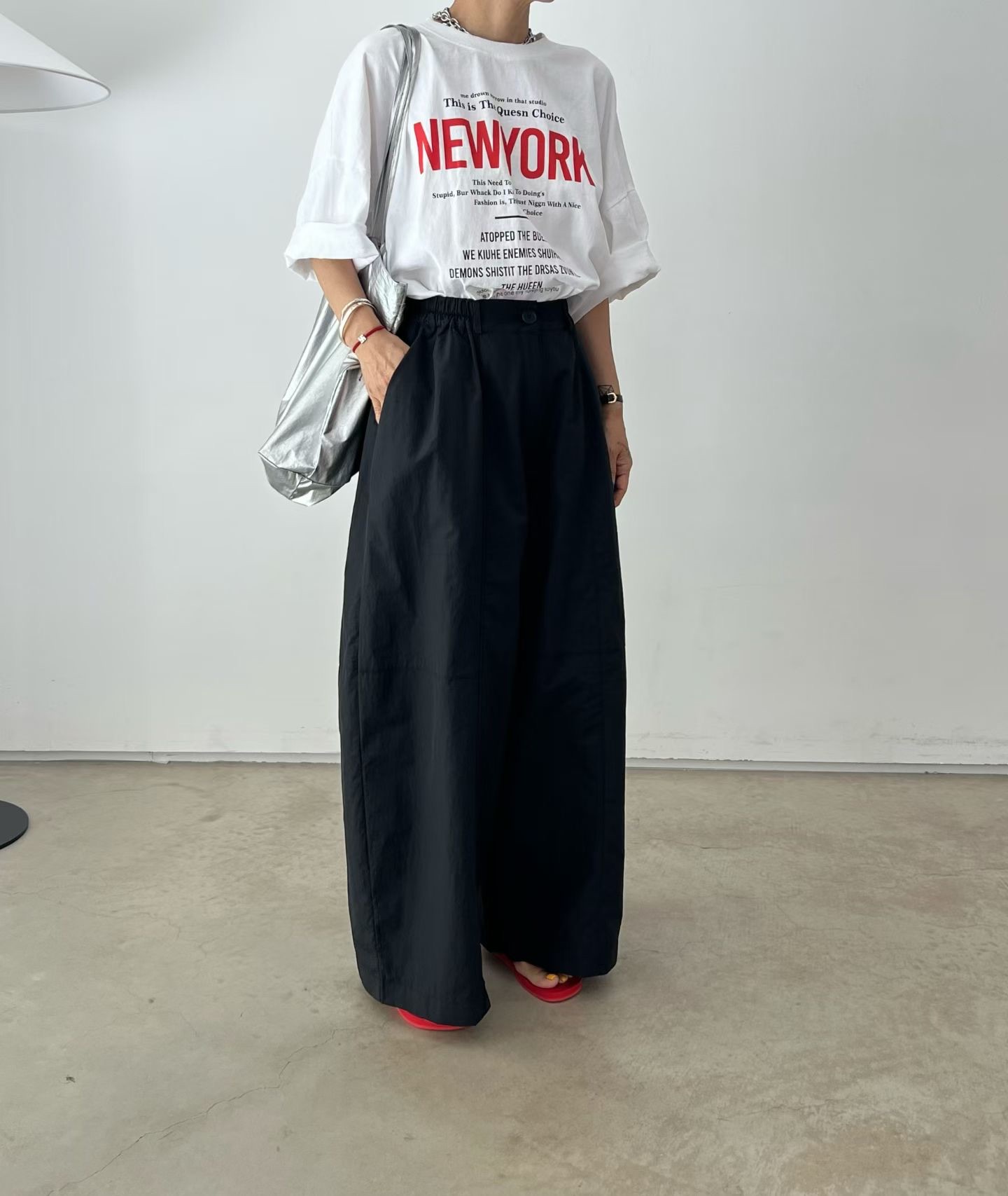 VN23 / BANDED WAIST STRAIGHT LEGGED TROUSERS
