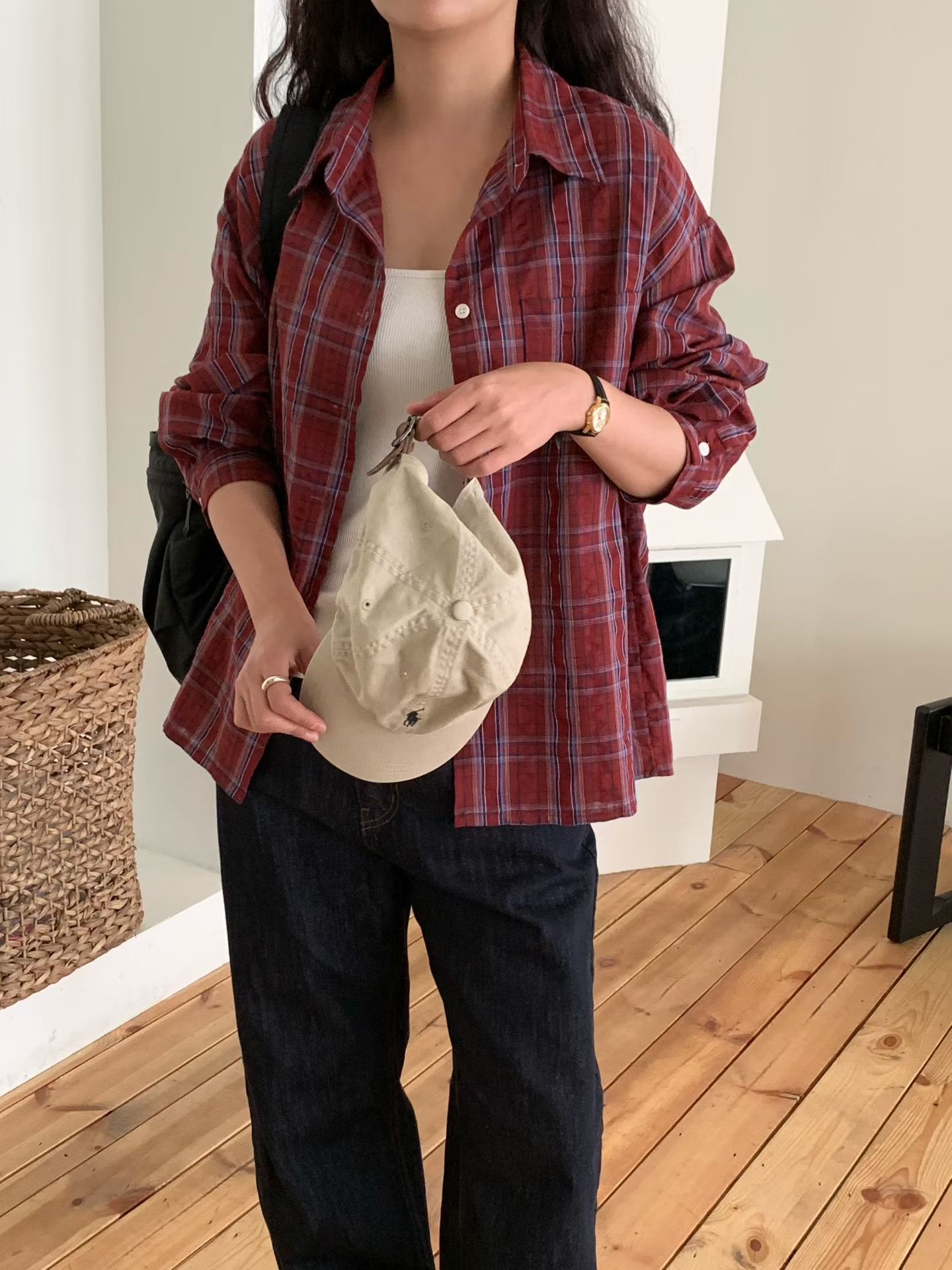610826 / BUTTON DOWN PLAID SHIRT
