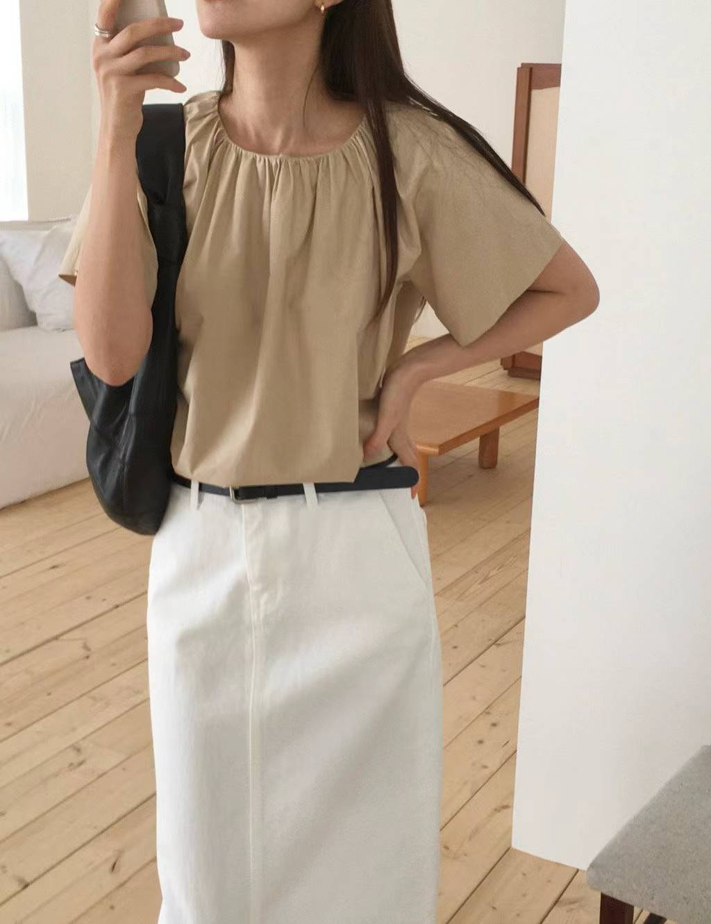 EDDIE SHIRRING COLLAR BLOUSE