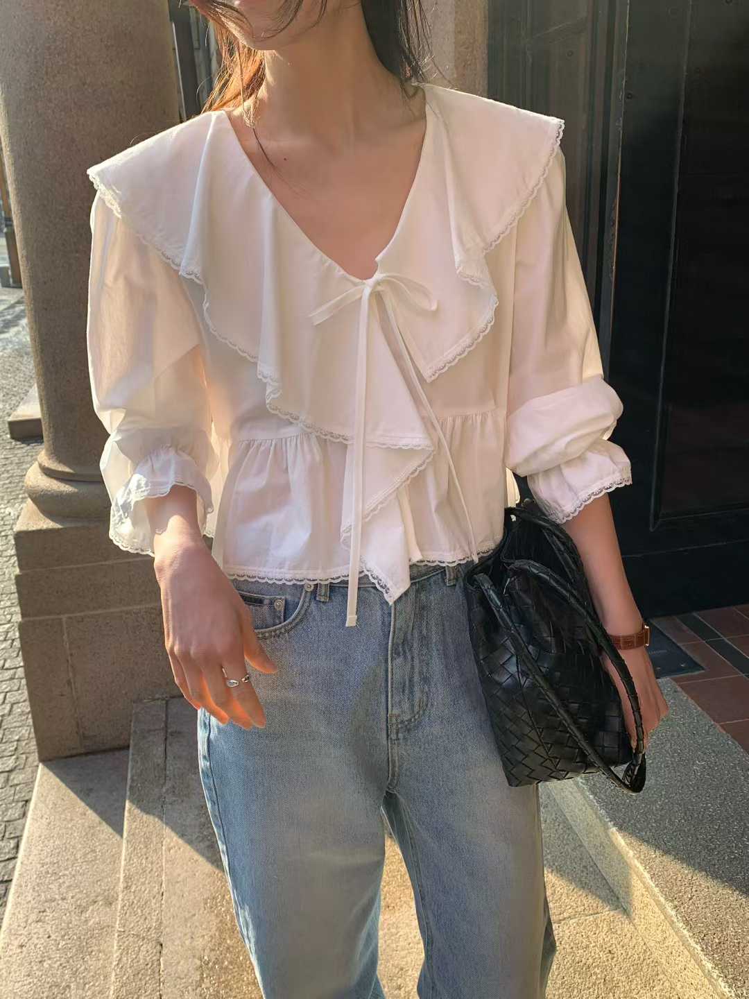 EMMA OVERLAP COLLAR ROMANTIC BLOUSE