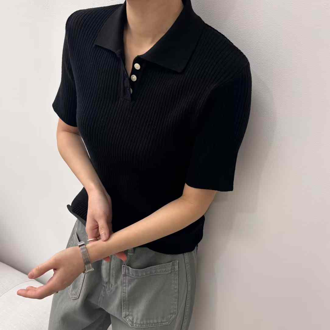 CELESTE KNITTED POLO TOP