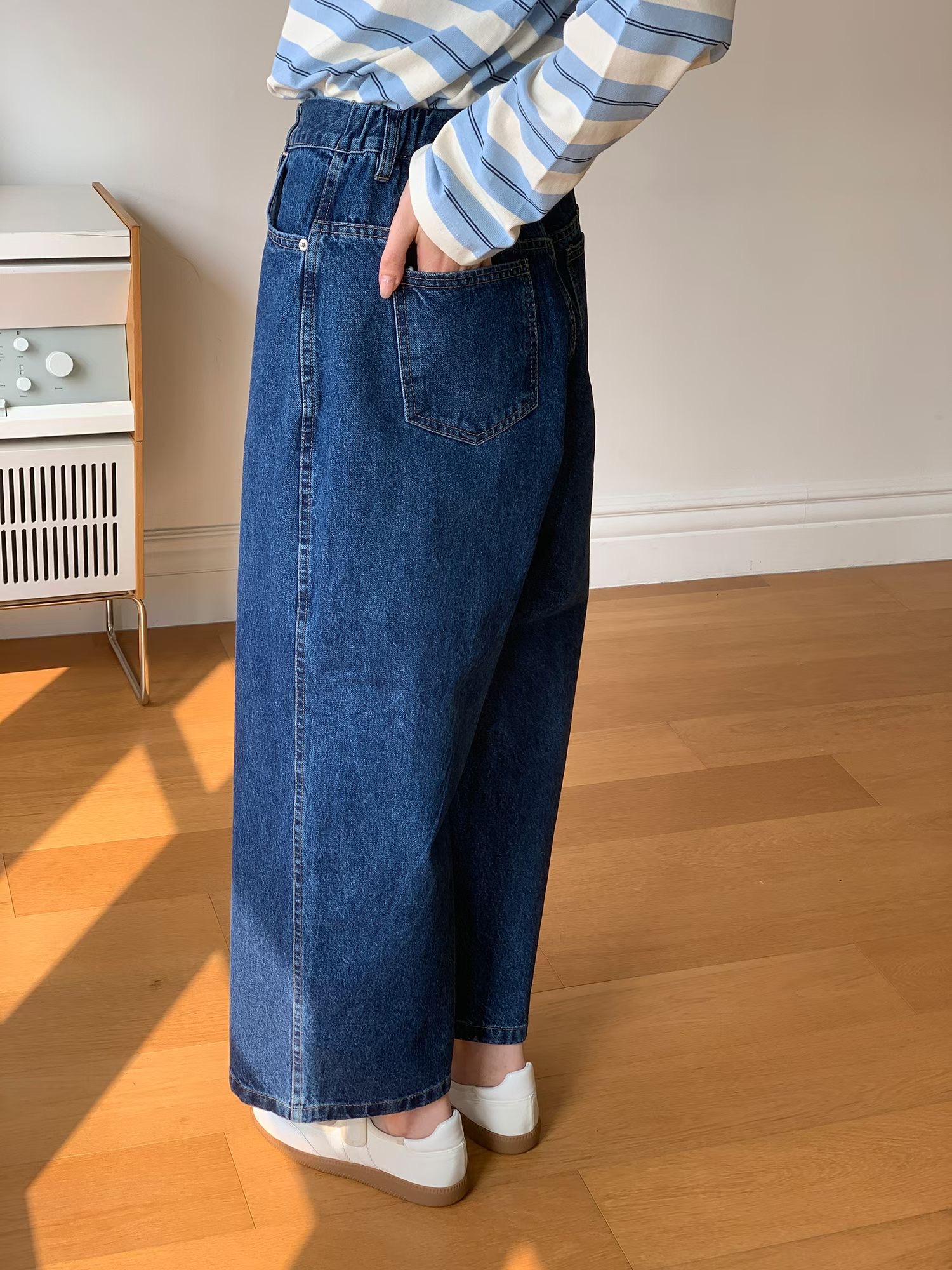 PG30 / ELASTIC WAISTBAND ANKLE LENGTH JEANS