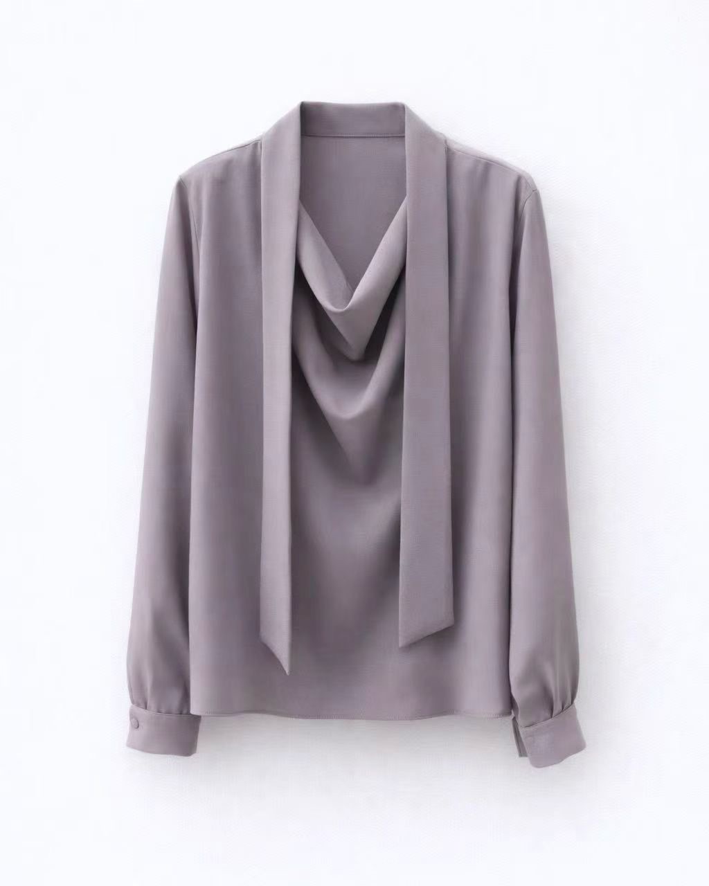 ME07 / Drapey Neckline Long Sleeves Blouse