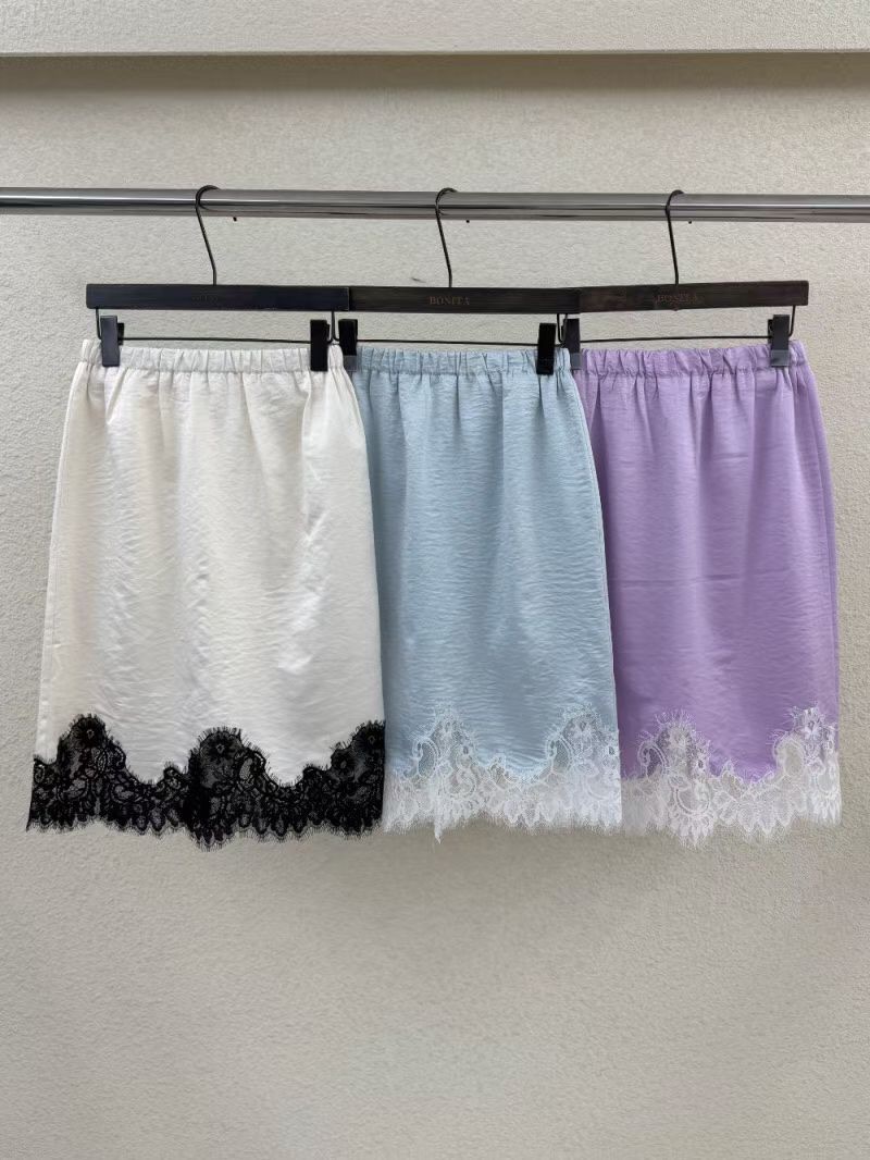 TS14 / ELASTIC BANDING SATIN/LACE MIDI SKIRT