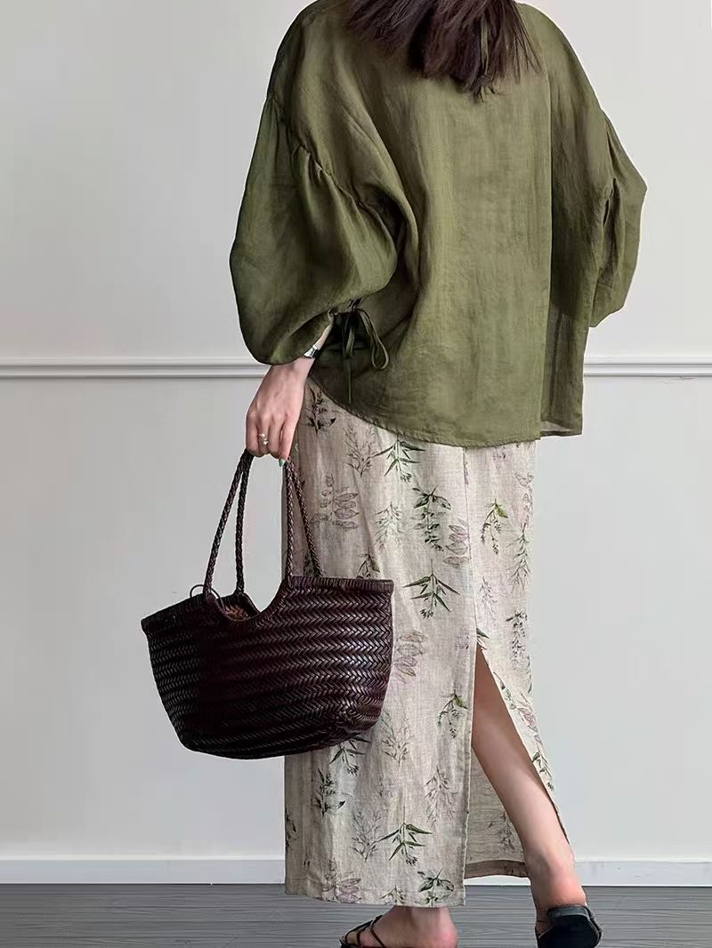 FATHIA PLANT PRINT SKIRT