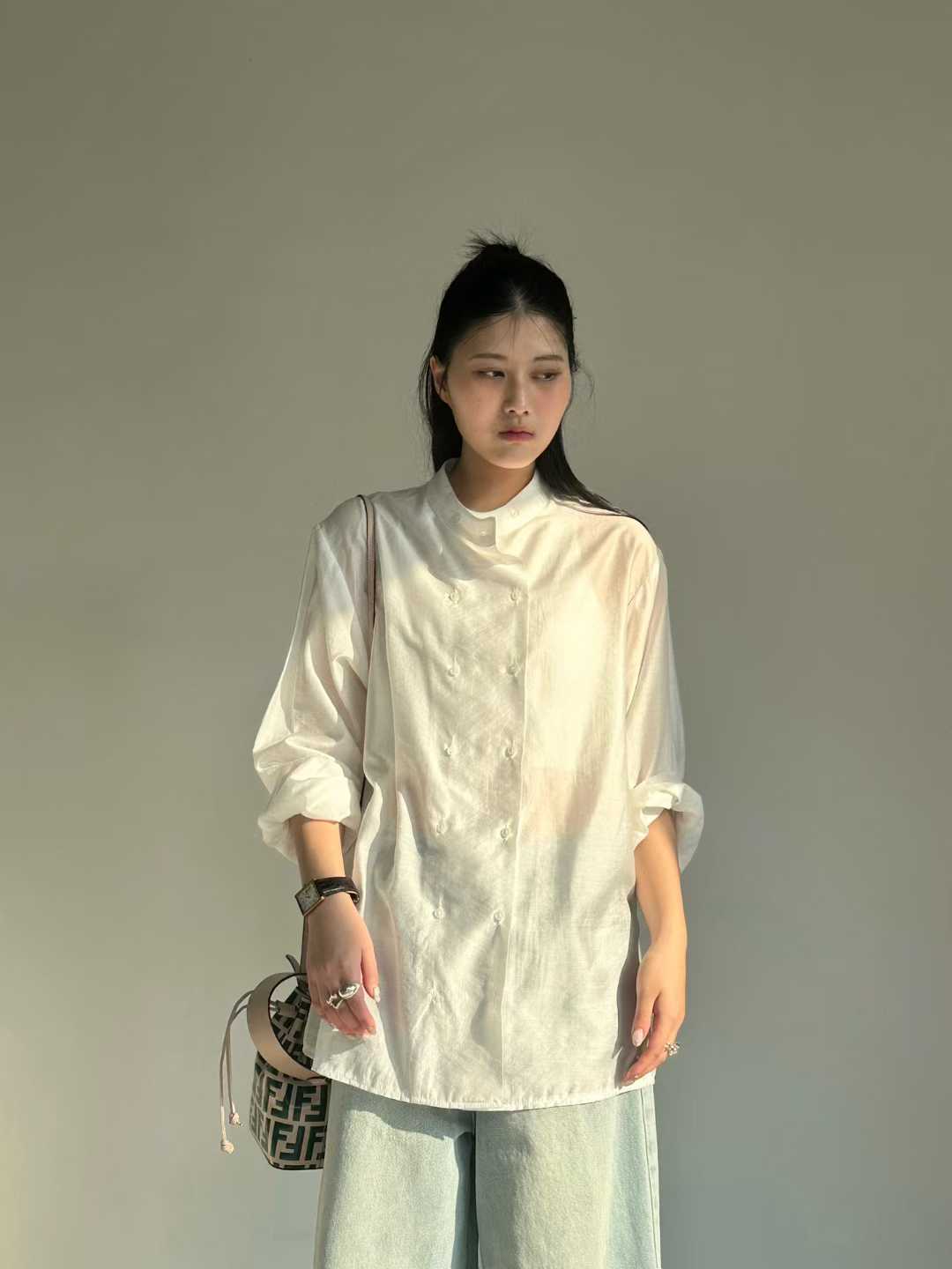 ESTHER DOUBLE BREASTED MANDARIN SHIRT