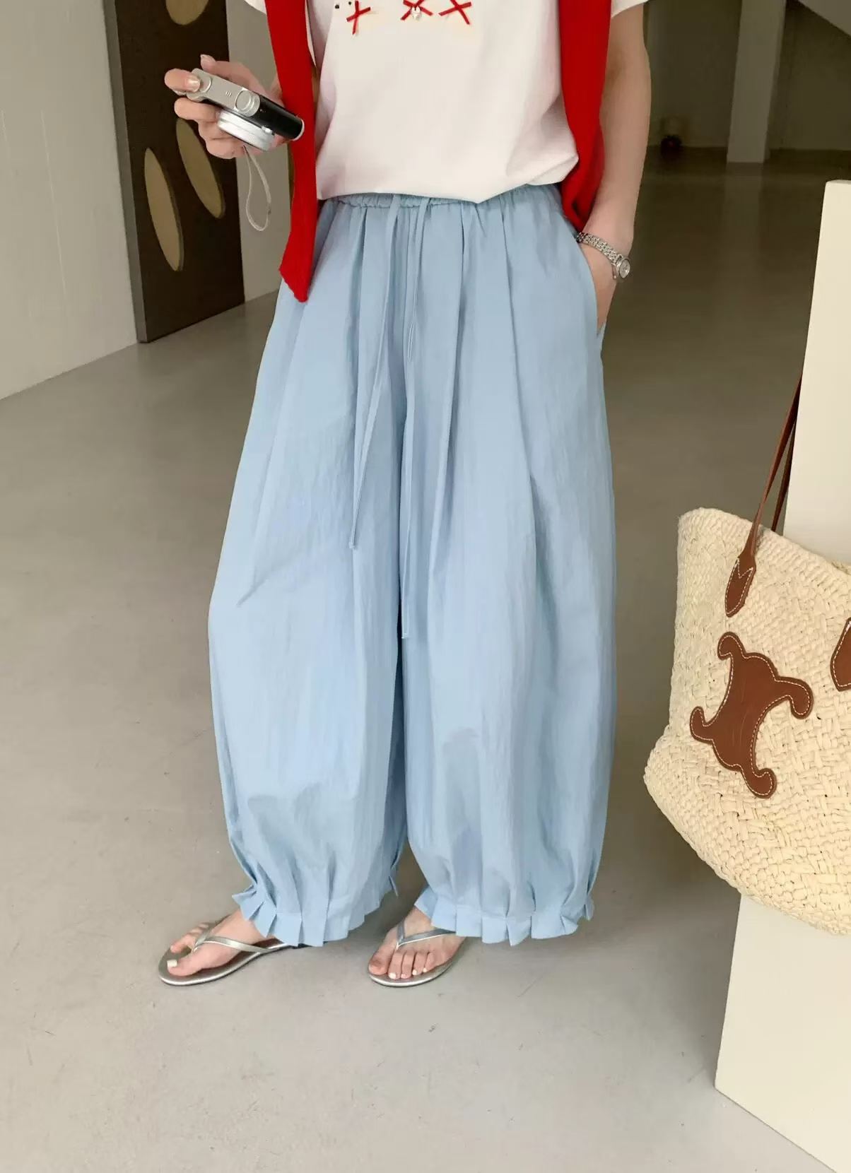 ELISHA PLEATED HEM ELASTIC BANDING PANTS