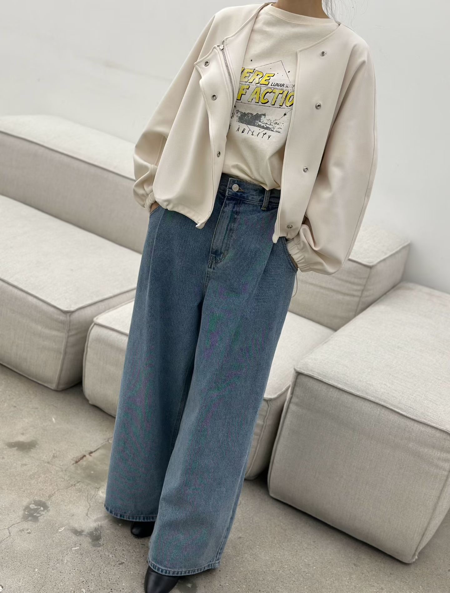 LE09 / ZIPPER-SNAP BUTTON LIGHT JACKET