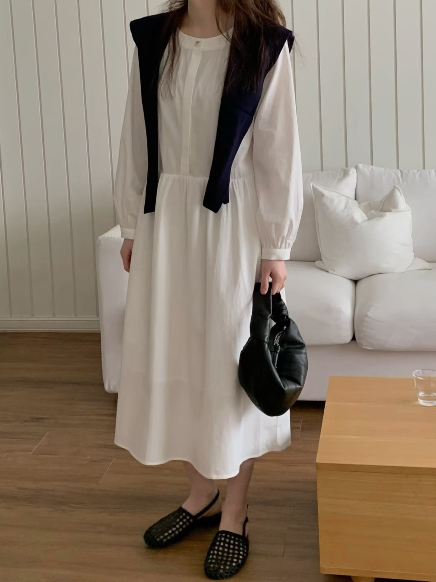 JU12 / DROP WAIST BUTTON DOWN DRESS