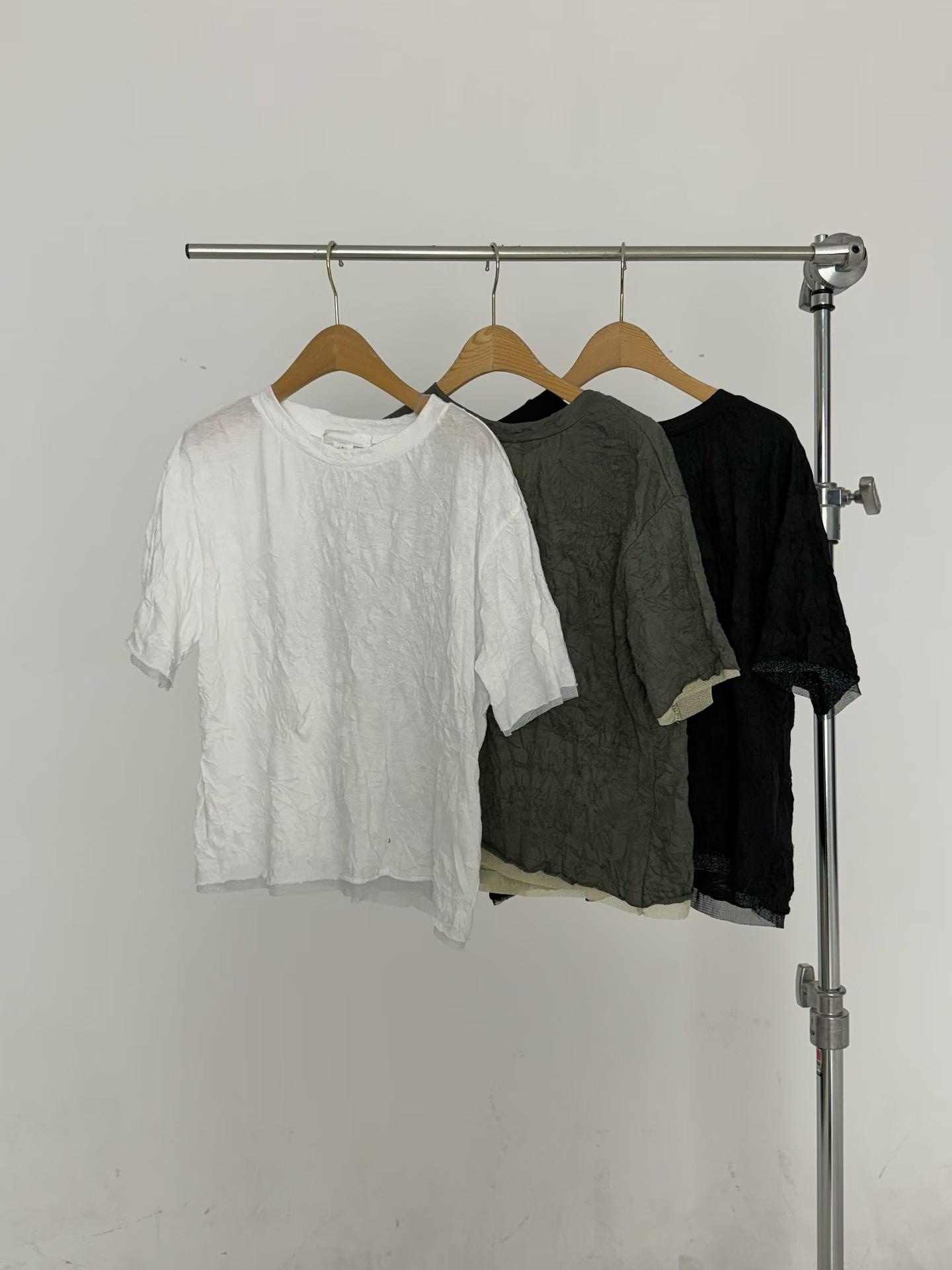 ELYSE GAUZE TRIM CRINKLE TOP