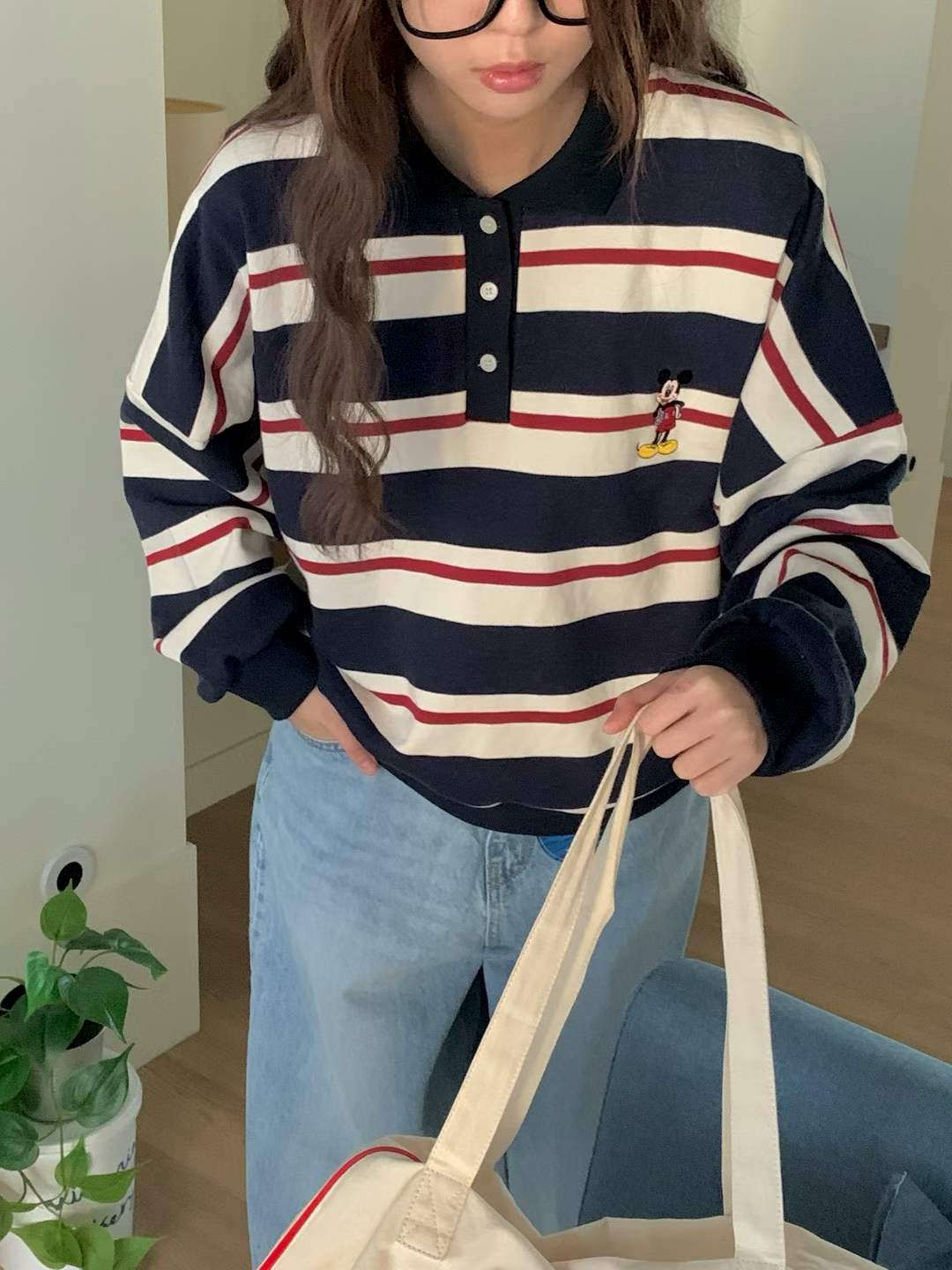 DRU MICKEY STRIPE POLO TOP