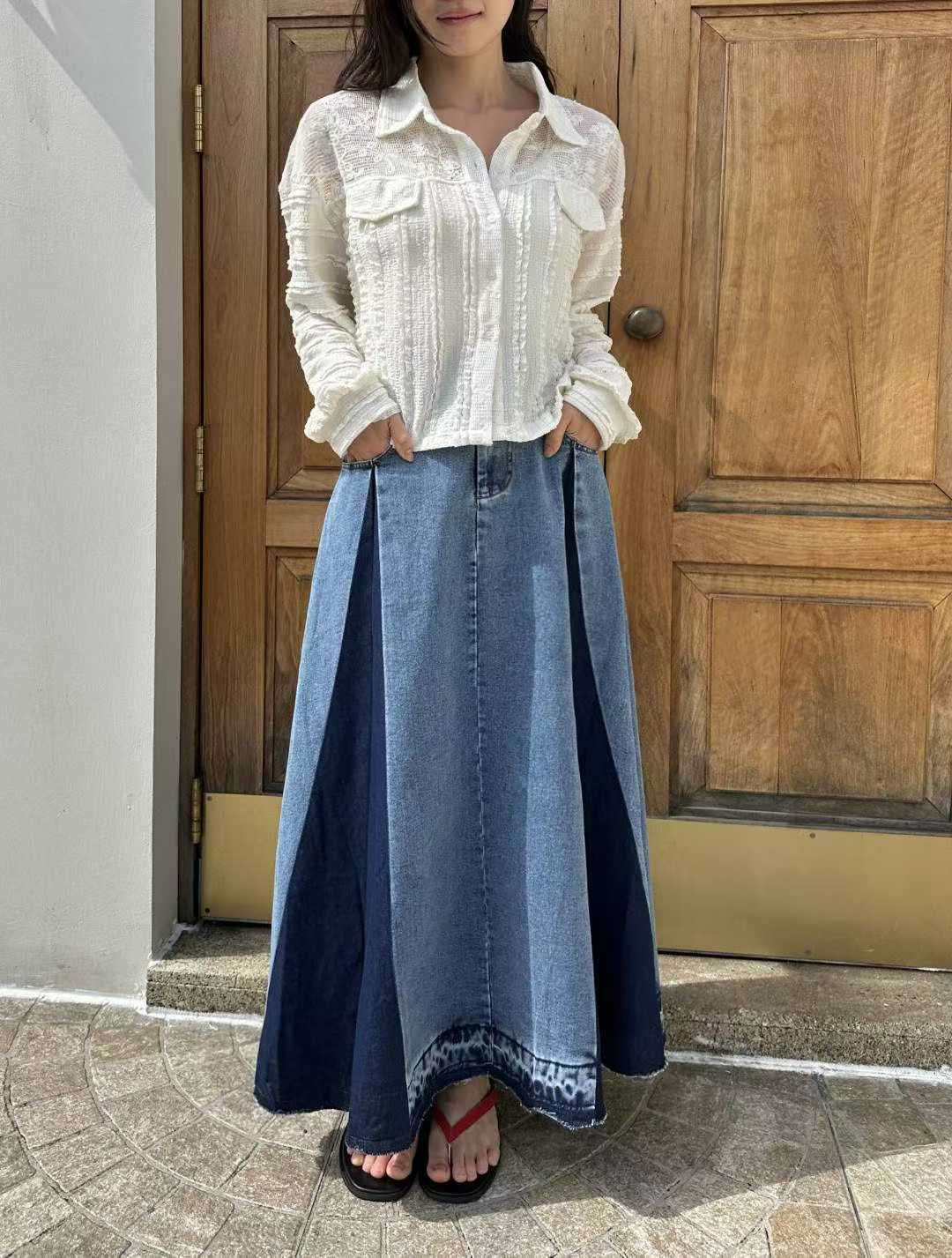 DIYA TWO-TONE DART MAXI SKIRT