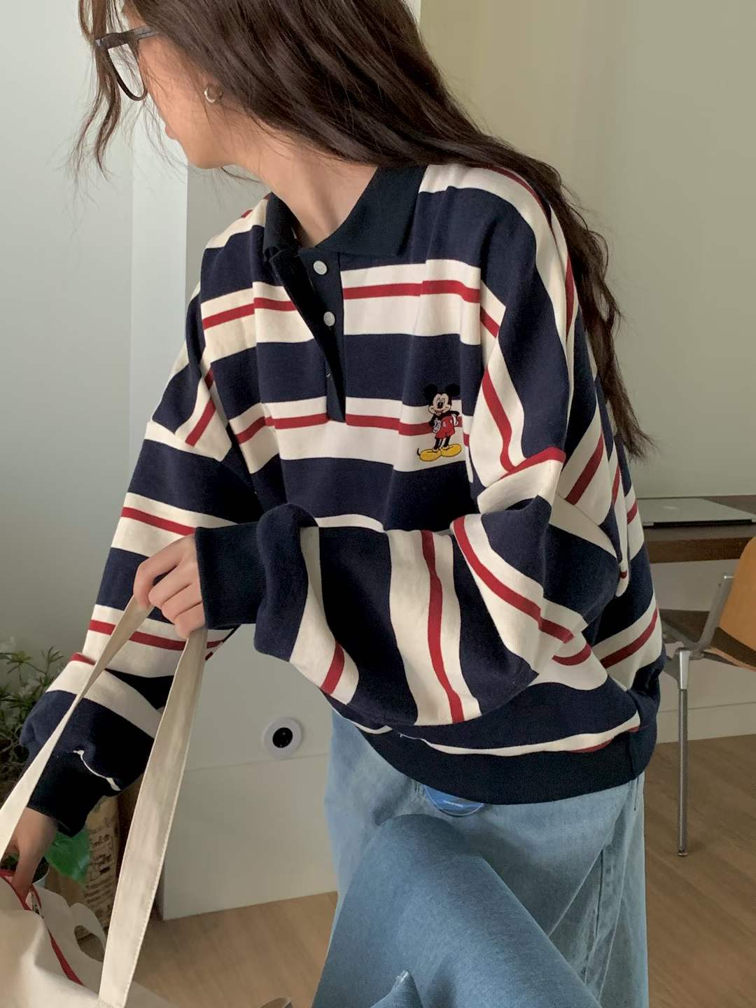 DRU MICKEY STRIPE POLO TOP