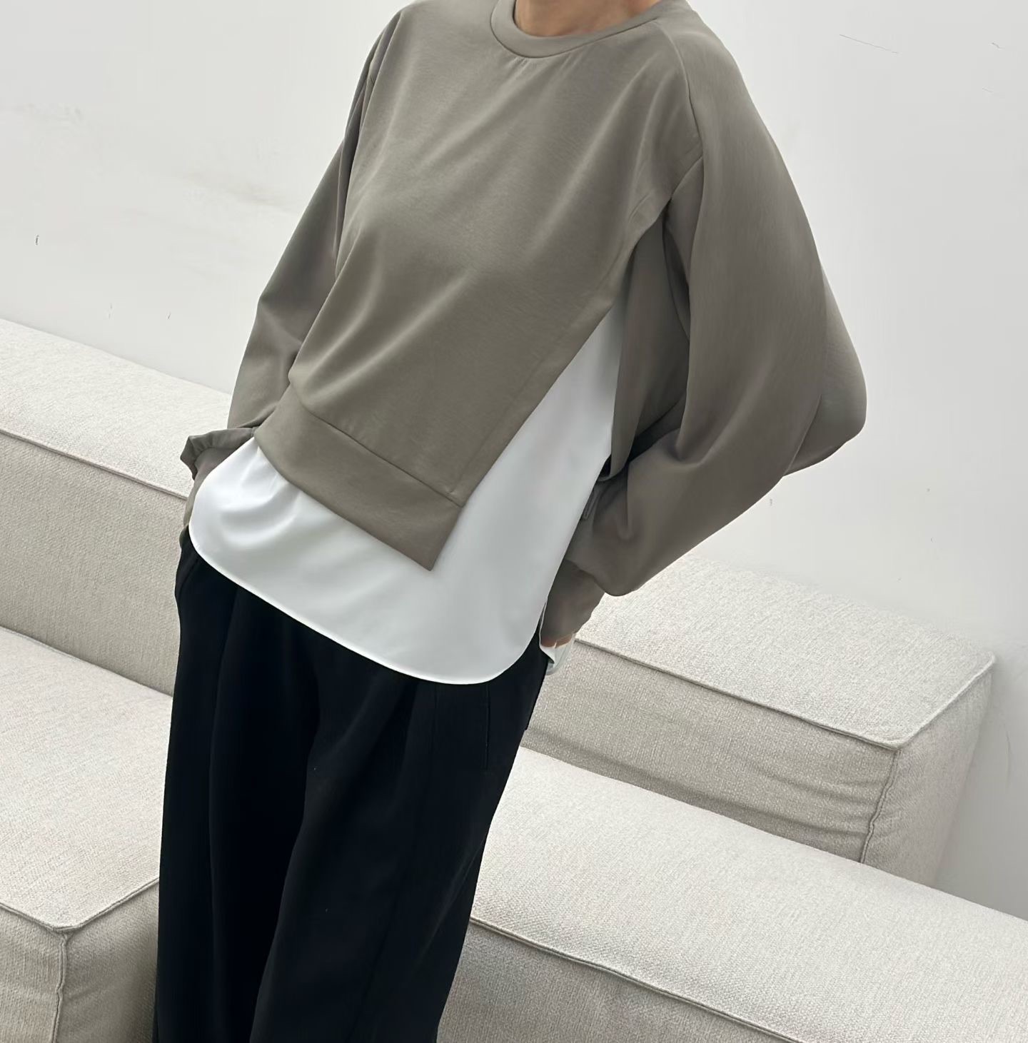 LE13 / BI-FABRIC LONG SLEEVES PULLOVER