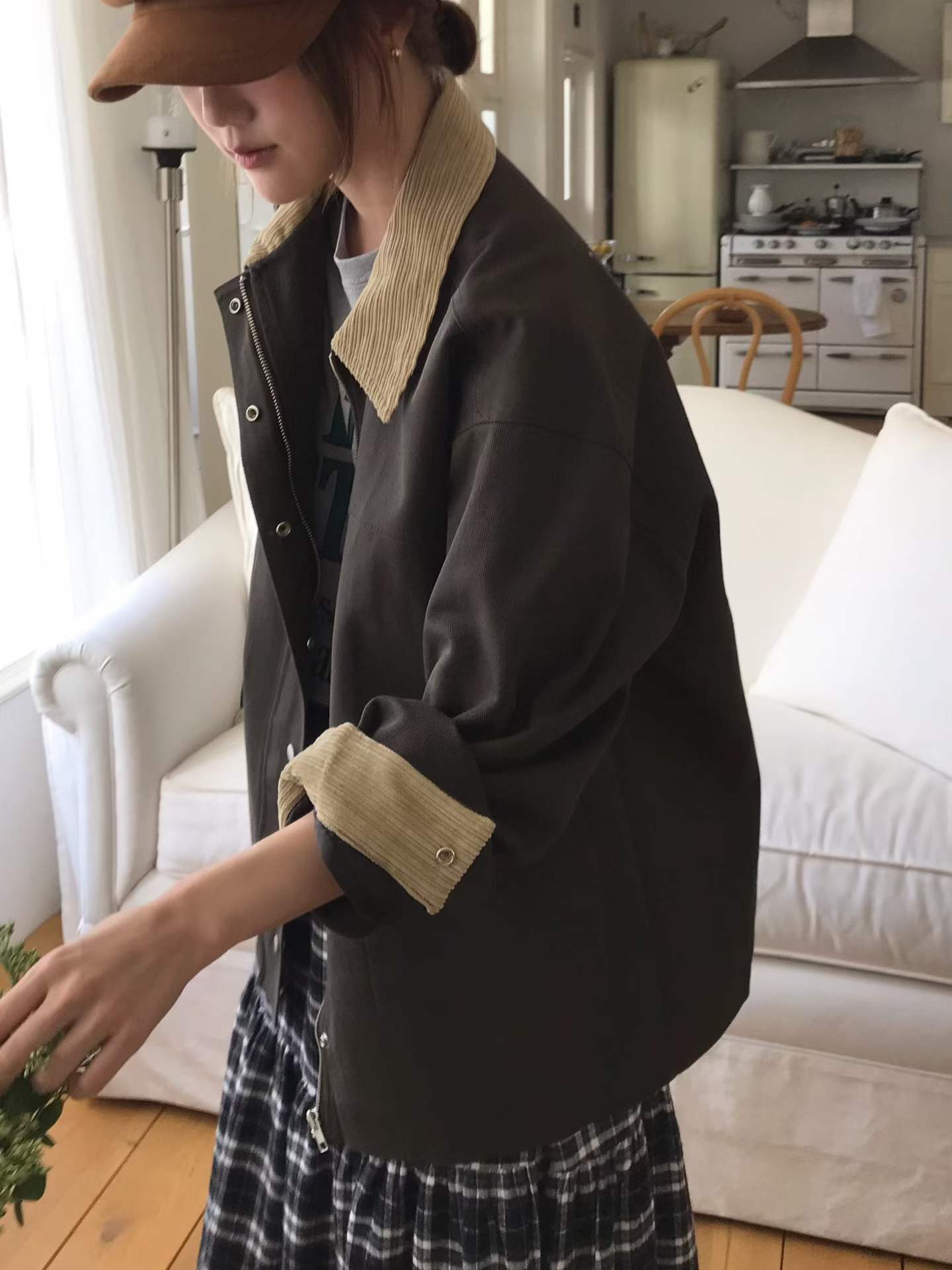 FANCHON CORDUROY COLLAR ARMY JACKET