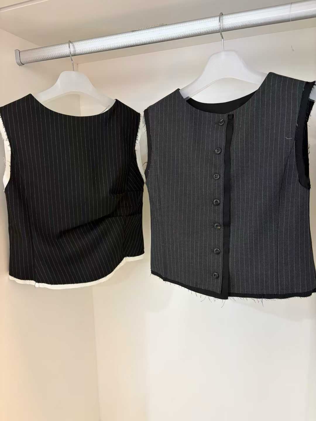 ELIZA RAW EDGE PINSTRIPE VEST