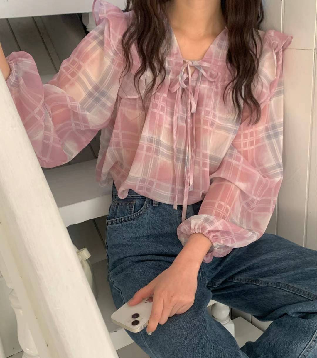 CAMILA CHECKERED ROMANTIC BLOUSE