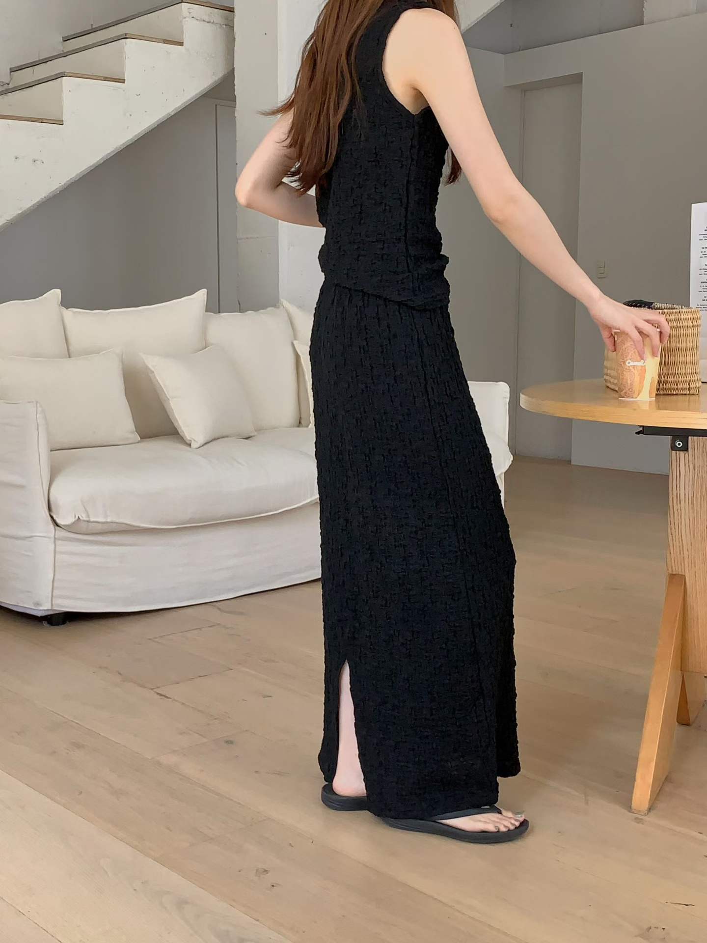 FINLEE TEXTURED BANDING MAXI SKIRT