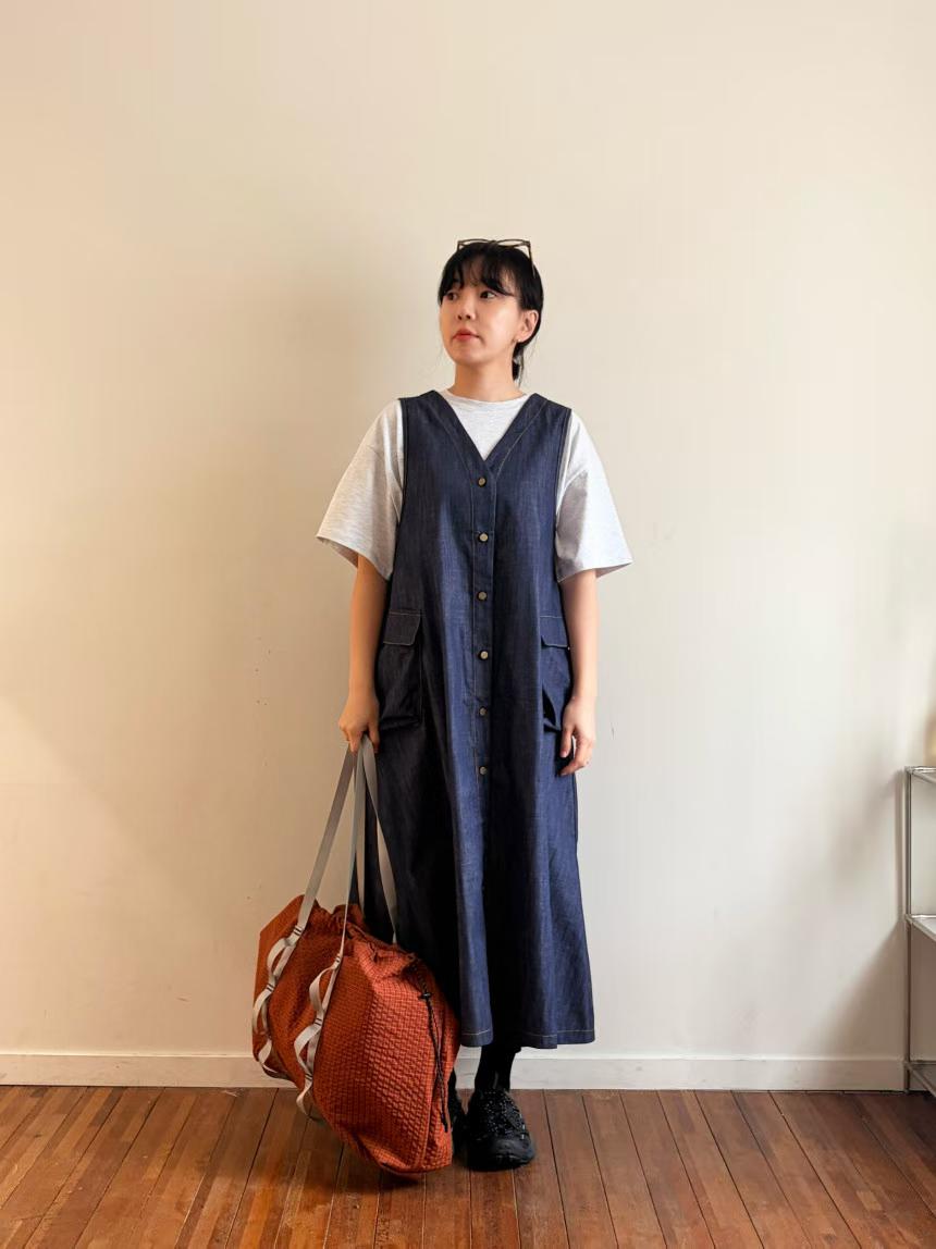 ESTER EMPHASIZED POCKETS PINAFORE DRESS