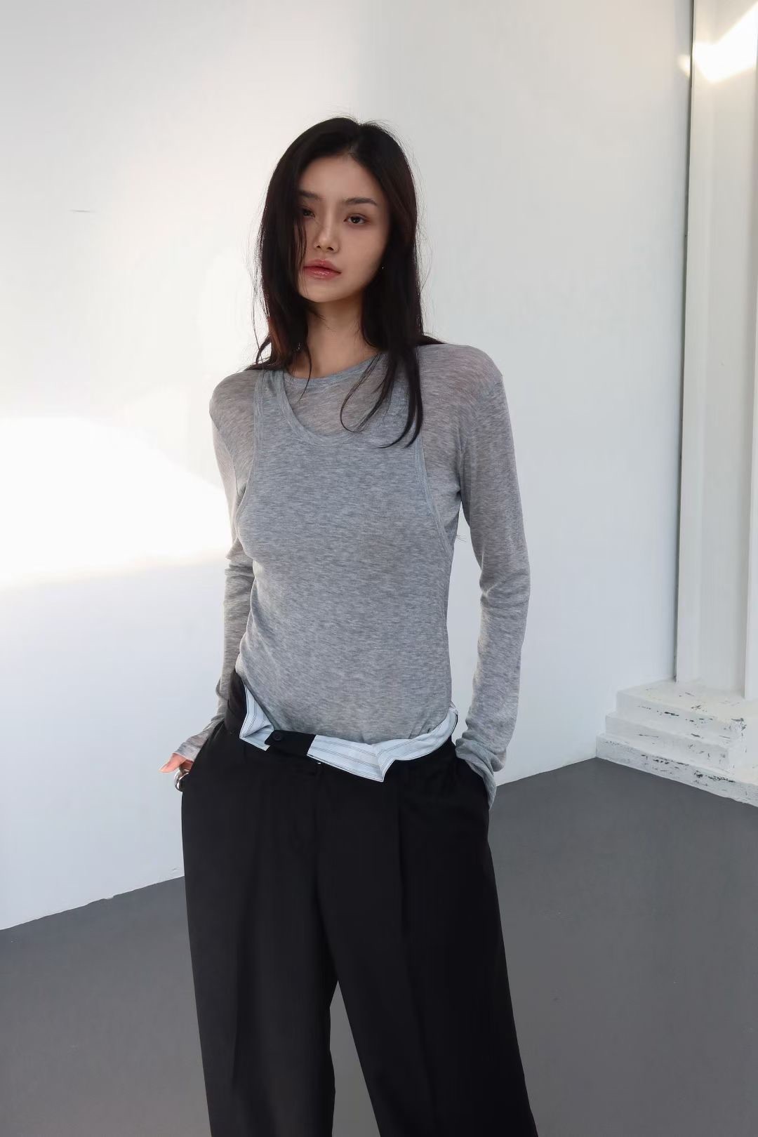 BY13 / TWO-PIECE TENCEL TANK TOP / LONG SLEEVES SET (BY13)